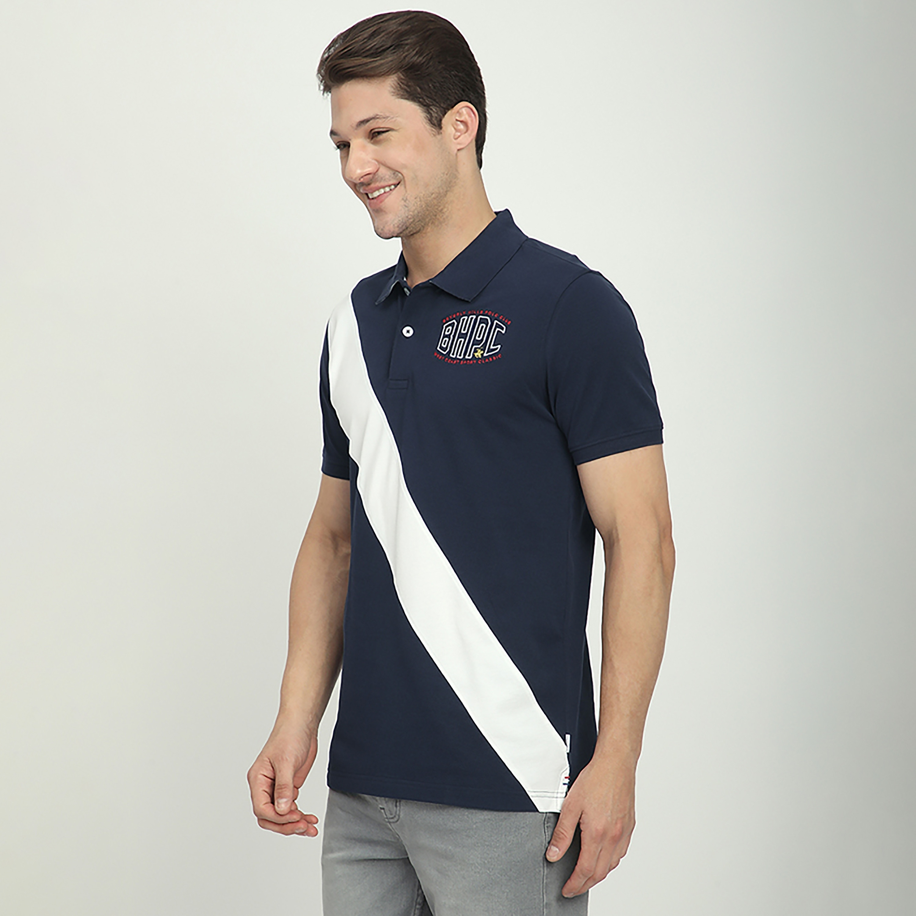 Beverly Hills Polo Club Diagonal Striped Collared Short Sleeves Men's Polo T-Shirt-men-clothing-tshirtsandpolos-polos-image-3