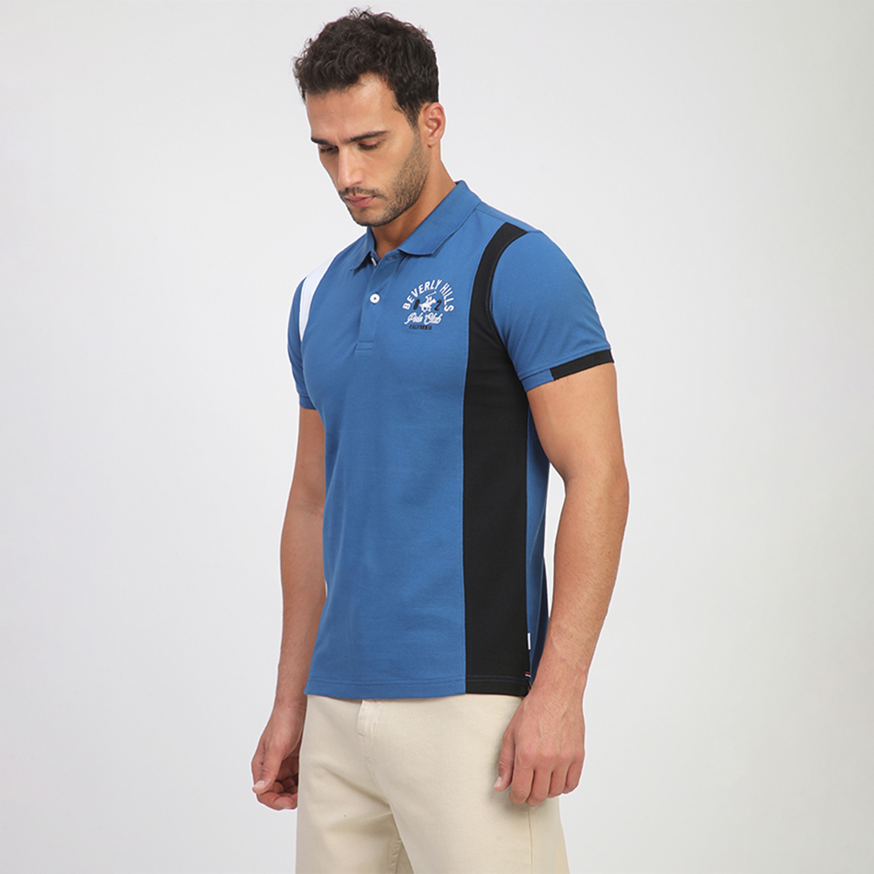 تي شيرت بولو بأكمام قصيرة بتصميم كتل الألوان للرجال من بيفرلي هيلز بولو كلوب-men-clothing-tshirtsandpolos-polos-image-3