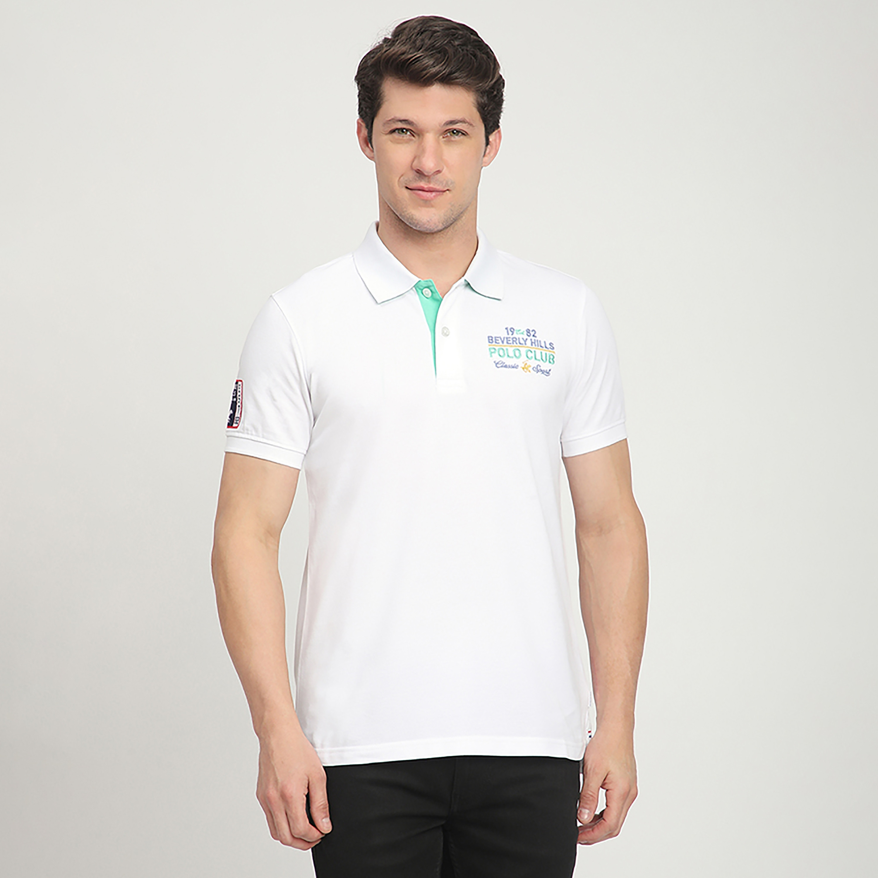 تي شيرت بولو رجالي سادة بأكمام قصيرة وياقة من بيفرلي هيلز بولو كلوب-men-clothing-tshirtsandpolos-polos-image-1