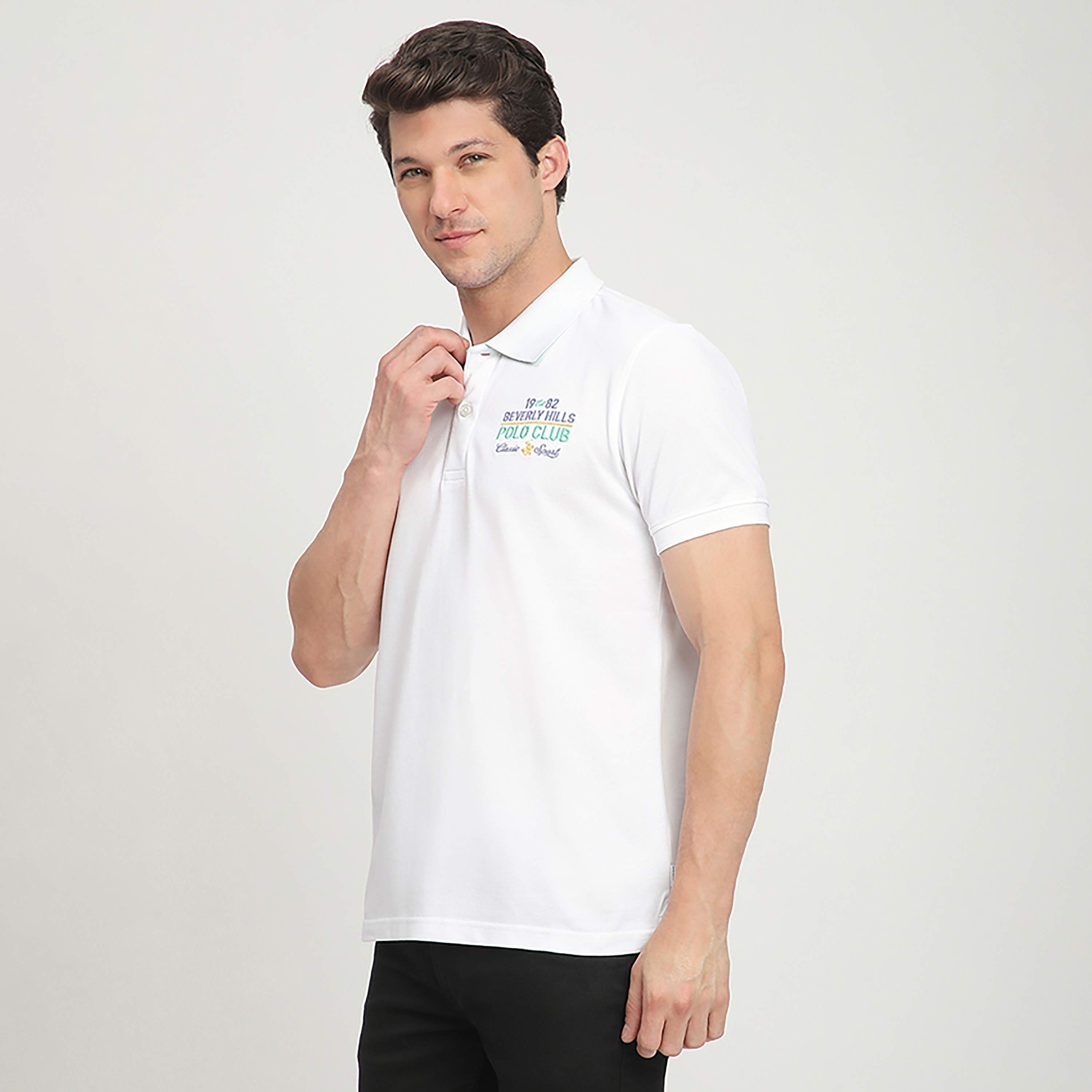 تي شيرت بولو رجالي سادة بأكمام قصيرة وياقة من بيفرلي هيلز بولو كلوب-men-clothing-tshirtsandpolos-polos-image-2