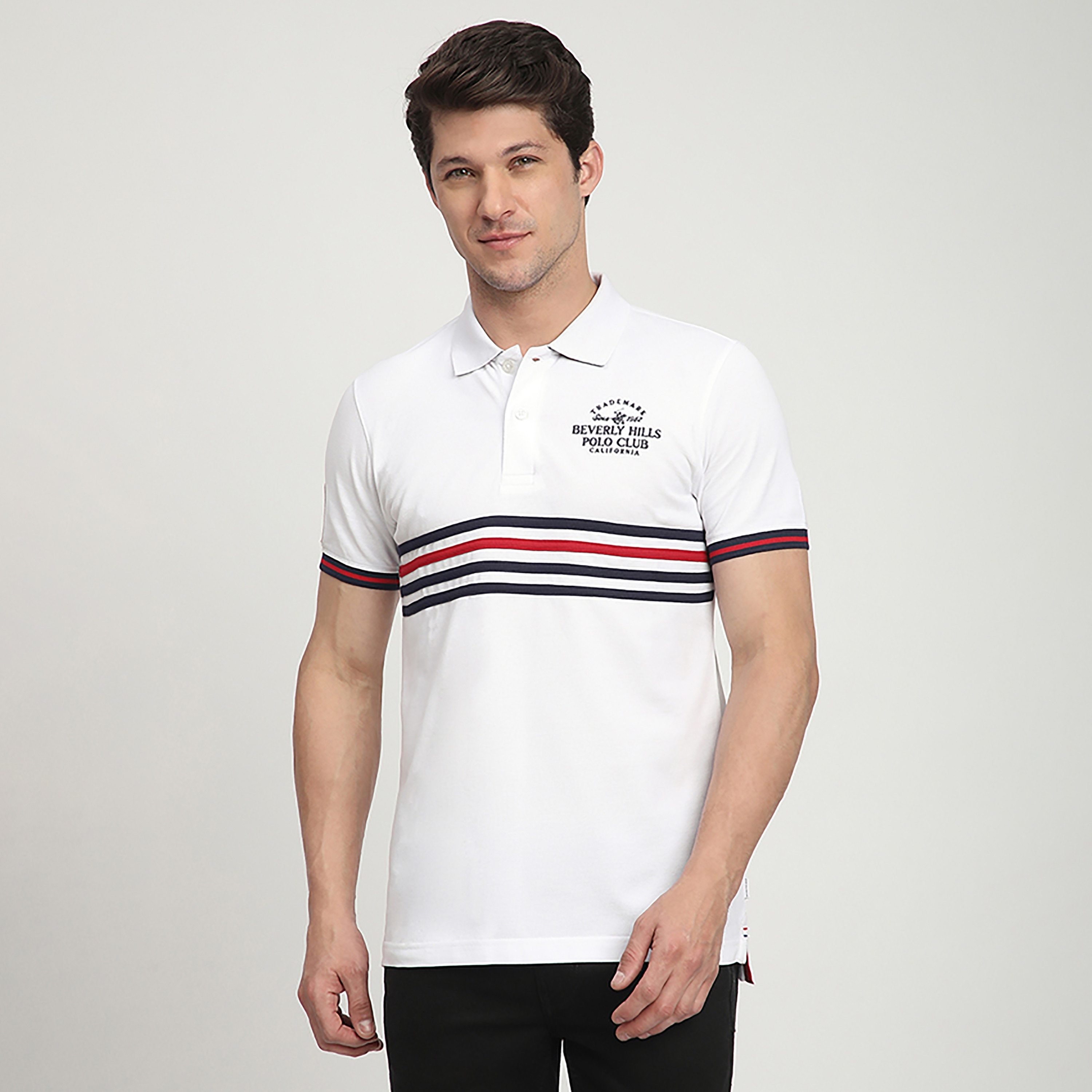 Beverly Hills Polo Club Striped Collared Short Sleeves Men's Polo T-Shirt-men-clothing-tshirtsandpolos-polos-image-1