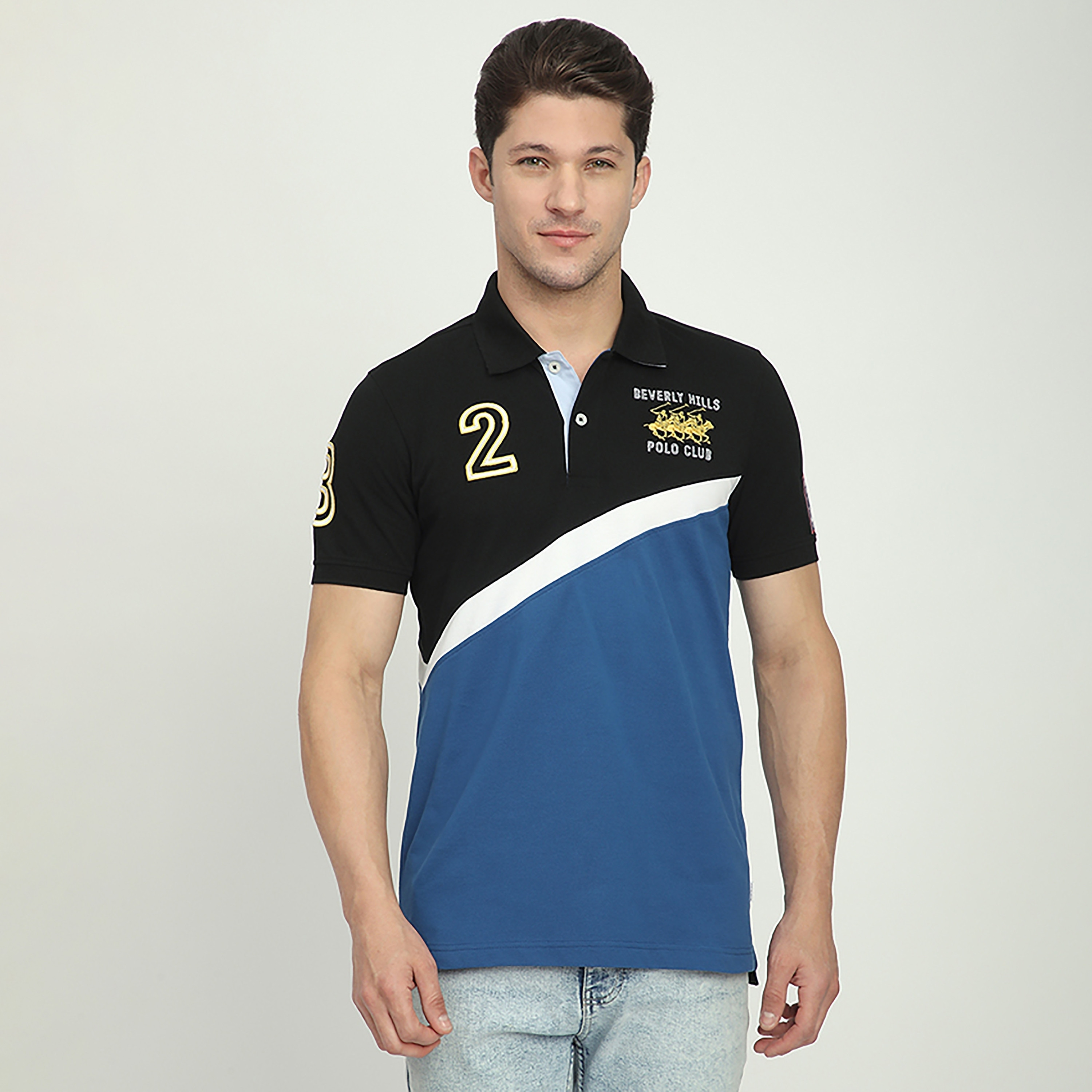 تي شيرت بولو رجالي بأكمام قصيرة وياقة بألوان متعددة من بيفرلي هيلز بولو كلوب-men-clothing-tshirtsandpolos-polos-image-1