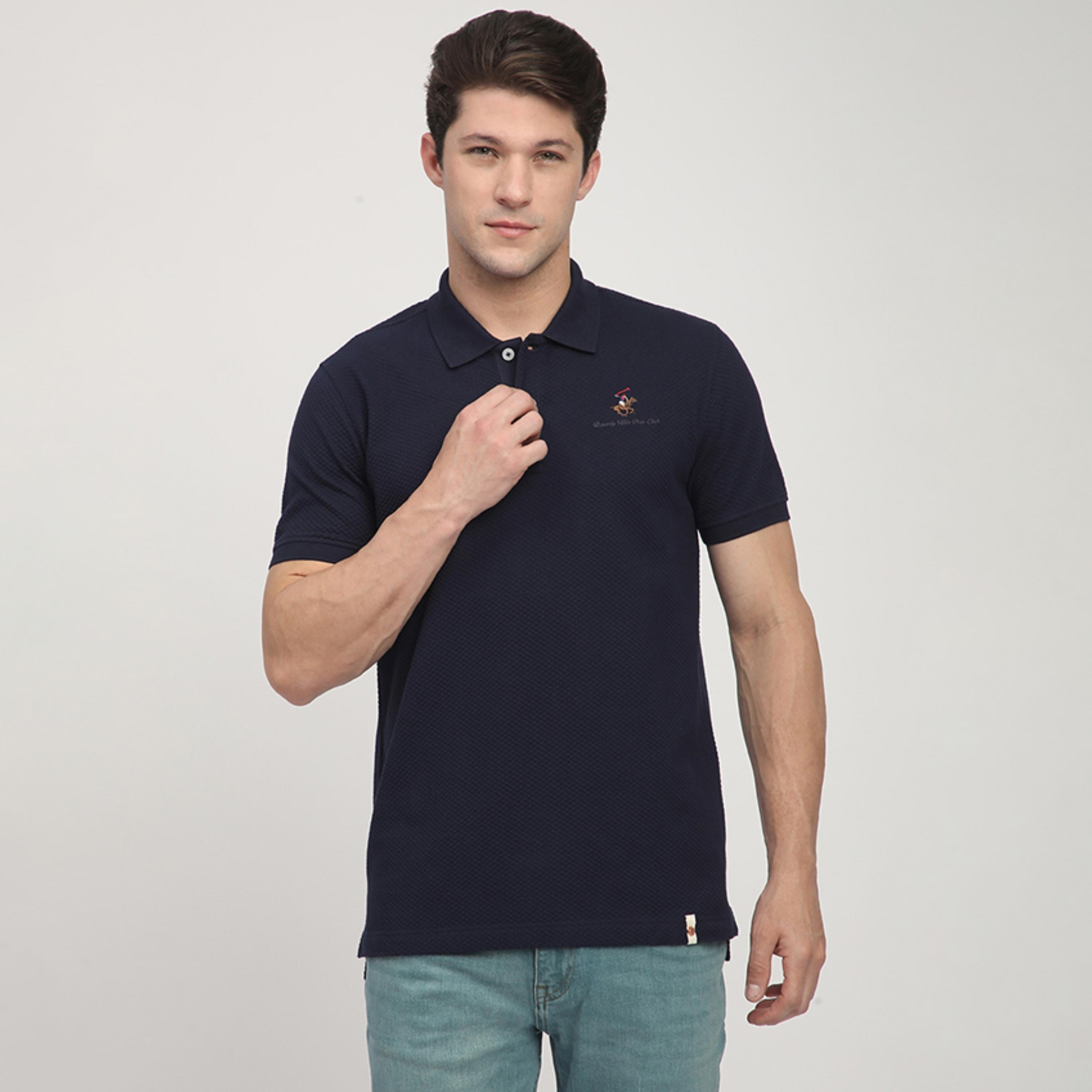 Beverly Hills Polo Club Textured Collared Short Sleeves Men's Polo T-Shirt-men-clothing-tshirtsandpolos-polos-image-1