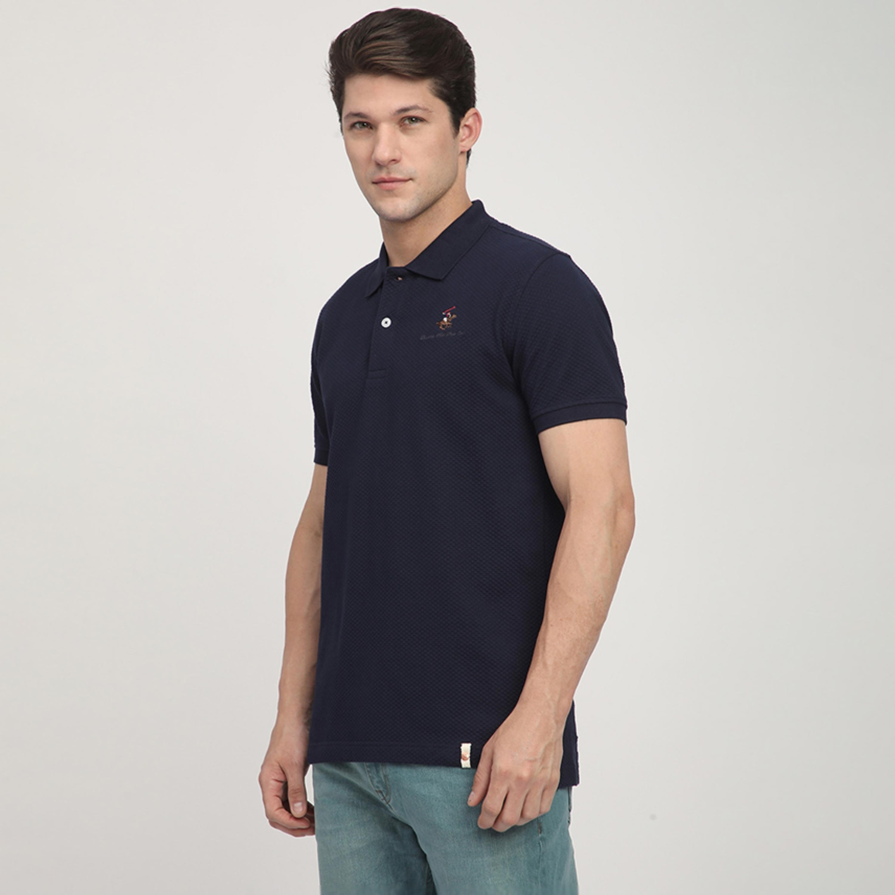 Beverly Hills Polo Club Textured Collared Short Sleeves Men's Polo T-Shirt-men-clothing-tshirtsandpolos-polos-image-2