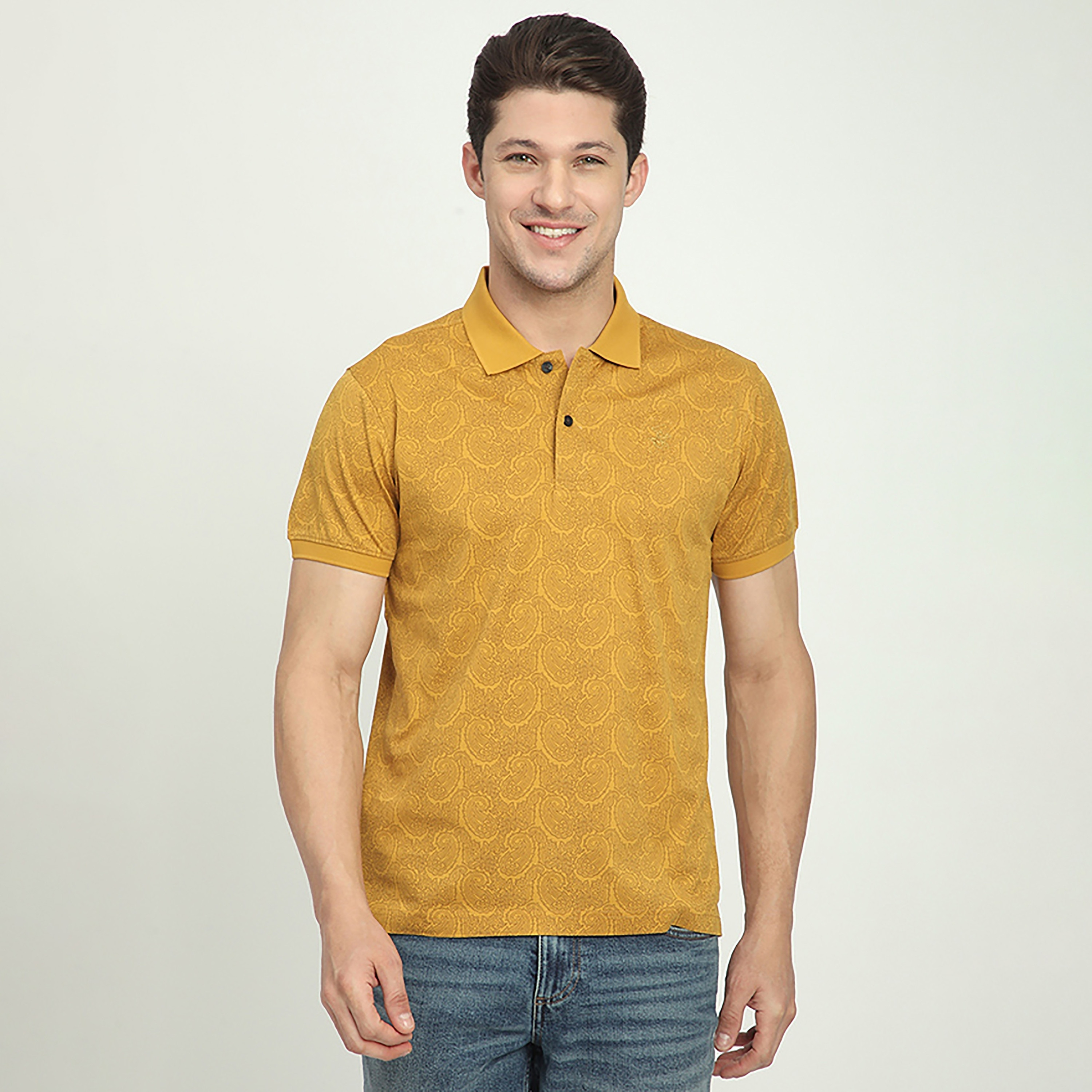 تي شيرت بولو رجالي بأكمام قصيرة وياقة مزينة بنقشة بيزلي من بيفرلي هيلز بولو كلوب-men-clothing-tshirtsandpolos-polos-image-1