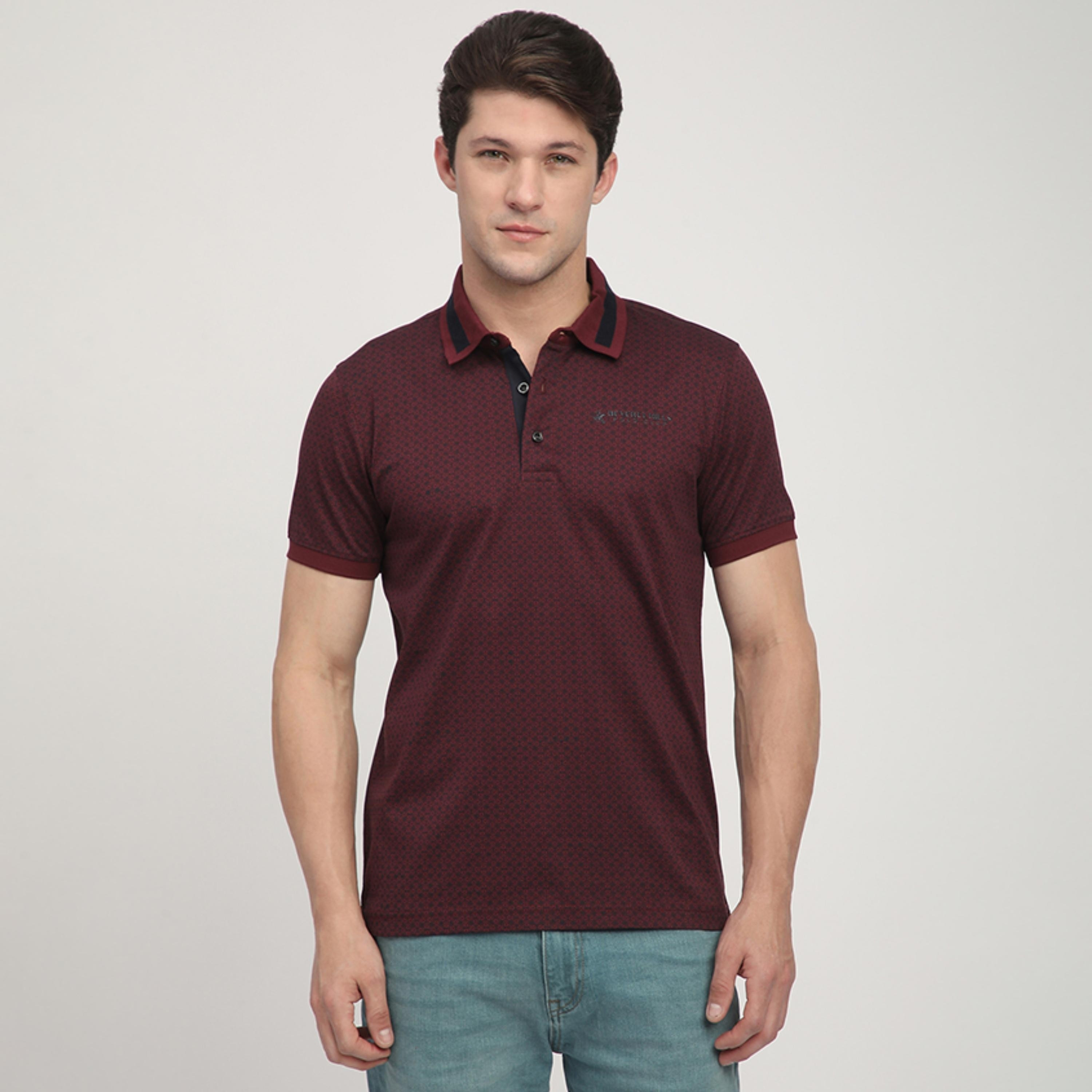تي شيرت بولو رجالي بأكمام قصيرة وياقة مطبوعة من بيفرلي هيلز بولو كلوب-men-clothing-tshirtsandpolos-polos-image-1