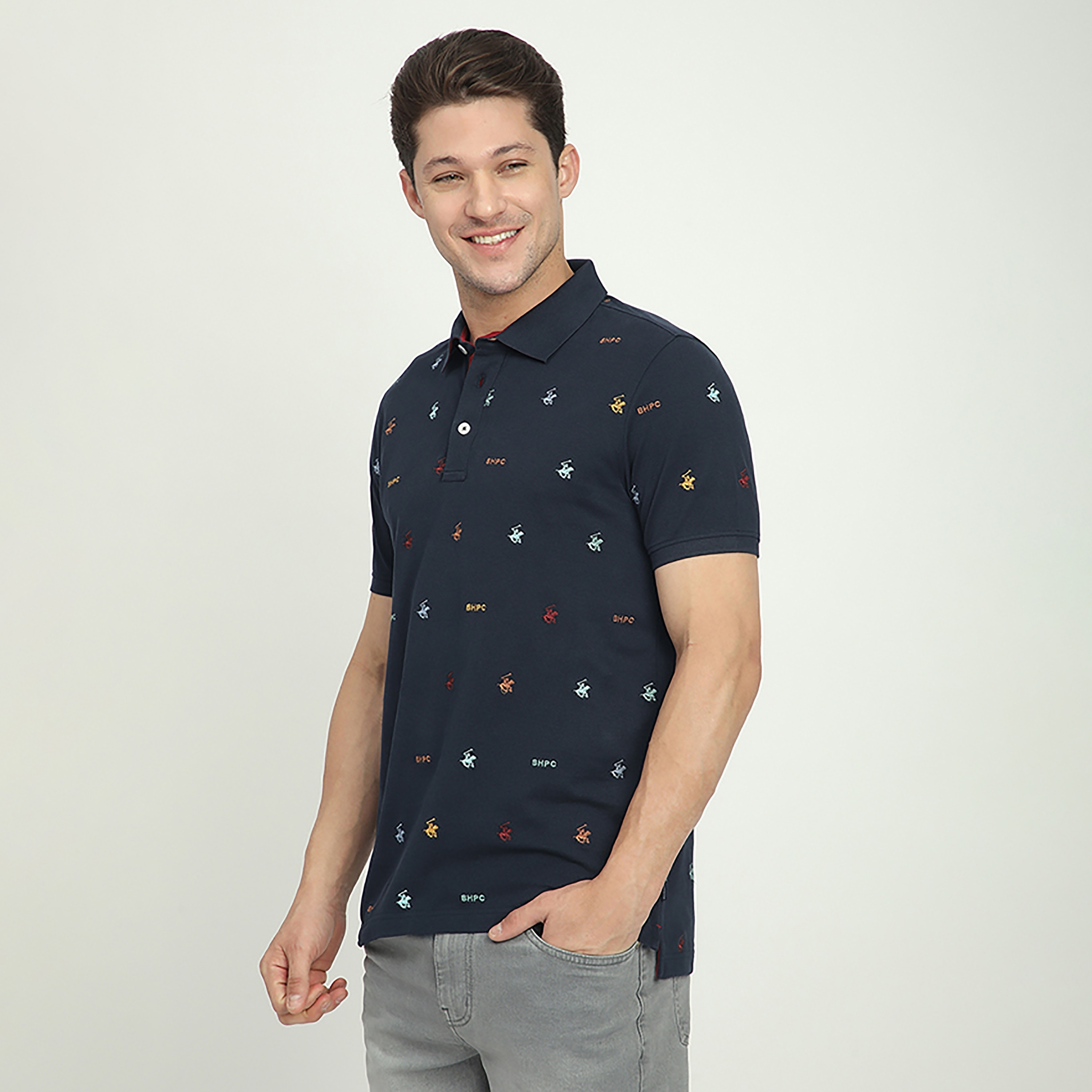 Beverly Hills Polo Club Logo Print Collared Short Sleeves Men's Polo T-Shirt-men-clothing-tshirtsandpolos-polos-image-2