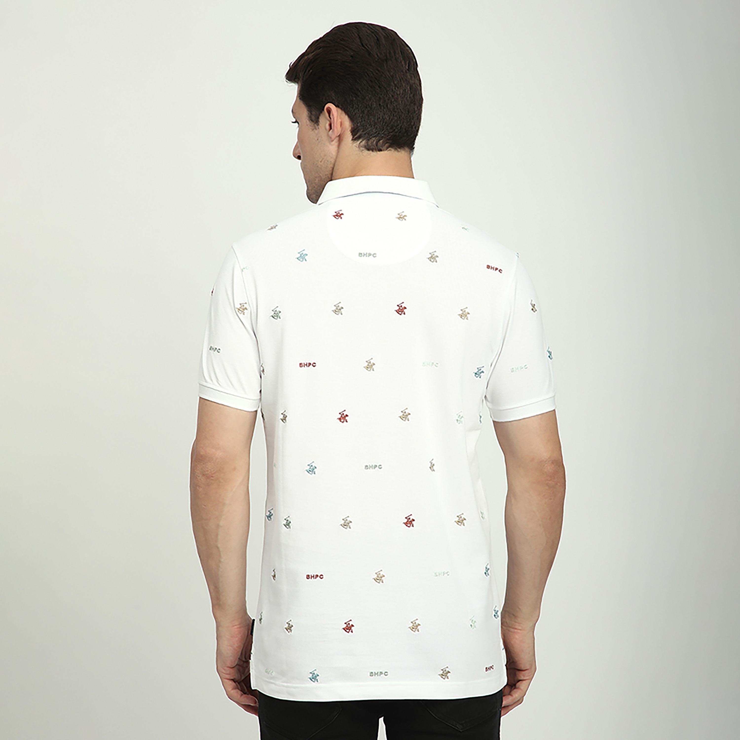 تي شيرت بولو رجالي بأكمام قصيرة وياقة وطبعة شعار من بيفرلي هيلز بولو كلوب-men-clothing-tshirtsandpolos-polos-image-8