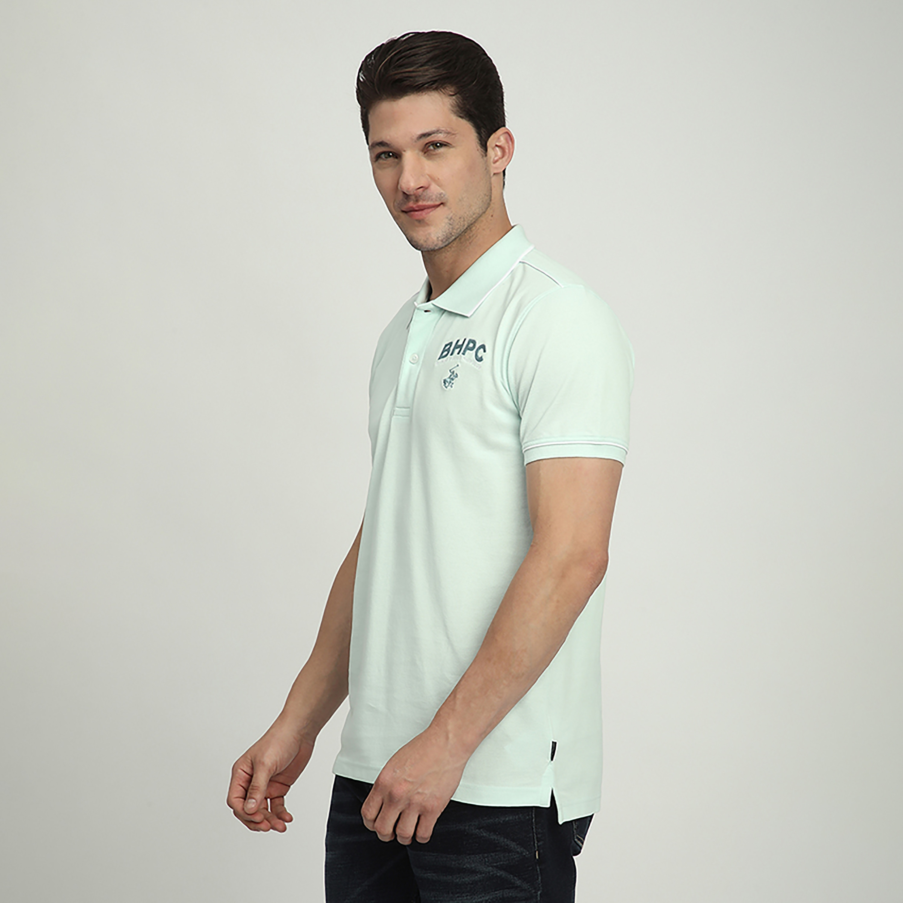تي شيرت بولو رجالي بأكمام قصيرة وياقة مطرزة بشعار من بيفرلي هيلز بولو كلوب-men-clothing-tshirtsandpolos-polos-image-2