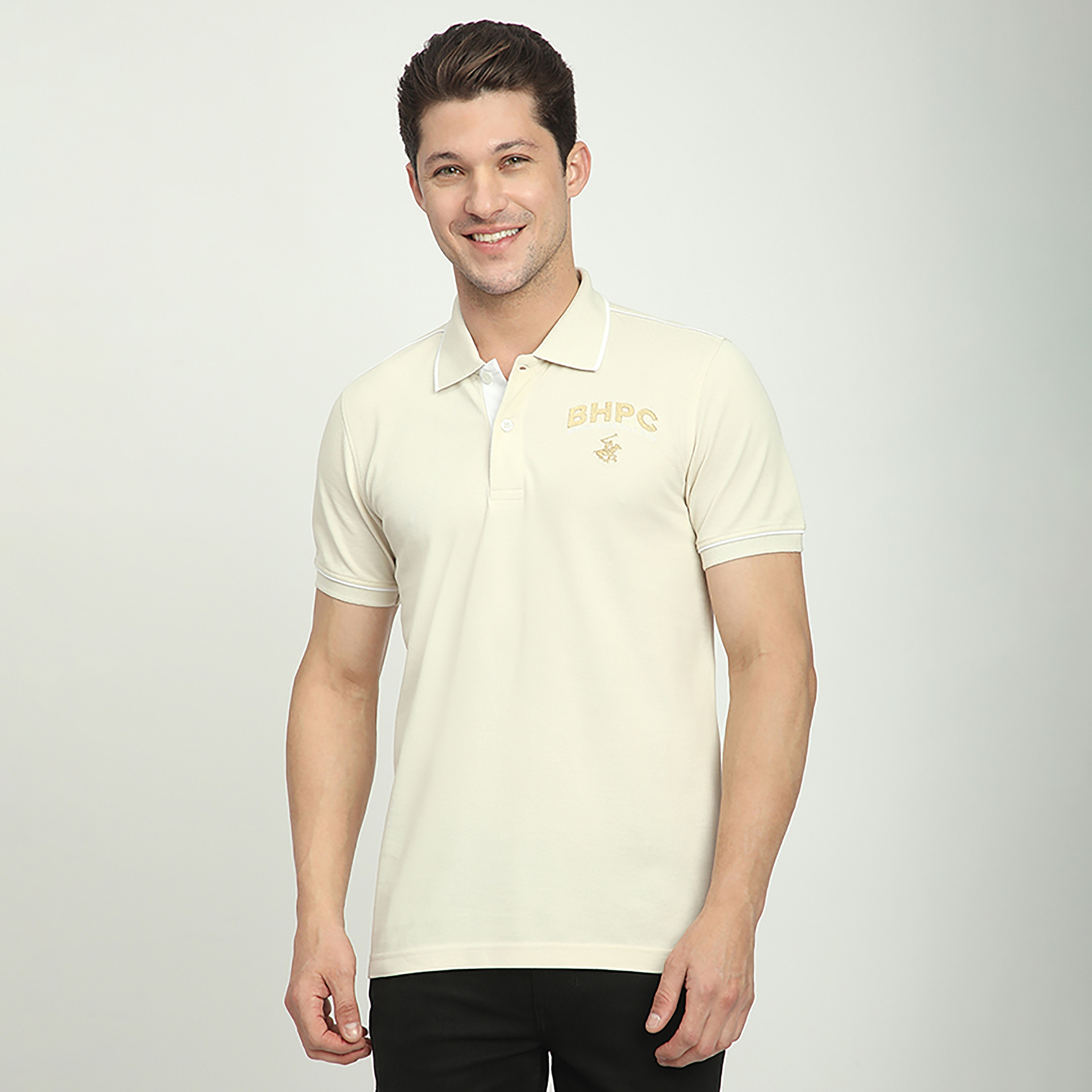 تي شيرت بولو رجالي بأكمام قصيرة وياقة مطرزة بشعار من بيفرلي هيلز بولو كلوب-men-clothing-tshirtsandpolos-polos-image-5