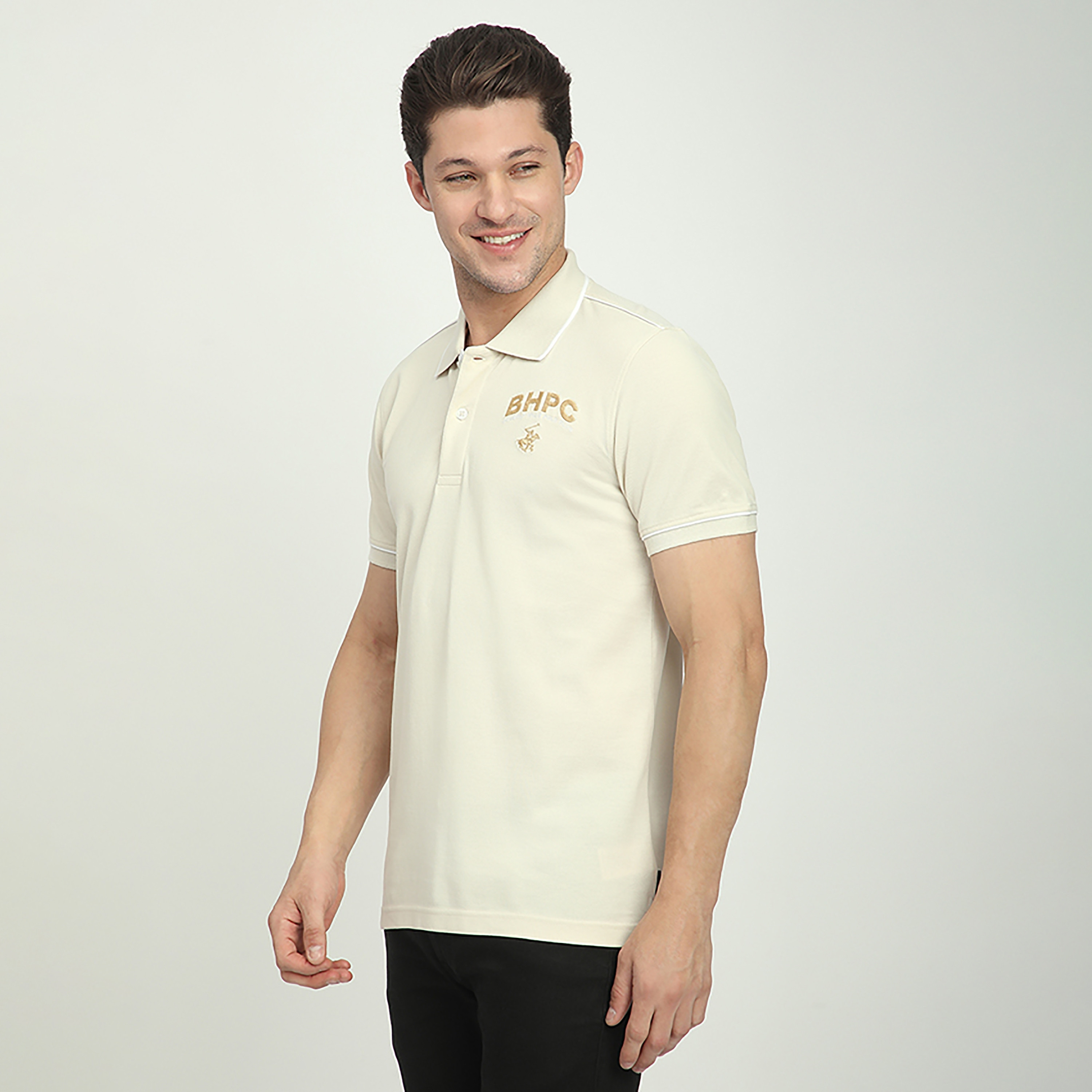 تي شيرت بولو رجالي بأكمام قصيرة وياقة مطرزة بشعار من بيفرلي هيلز بولو كلوب-men-clothing-tshirtsandpolos-polos-image-6