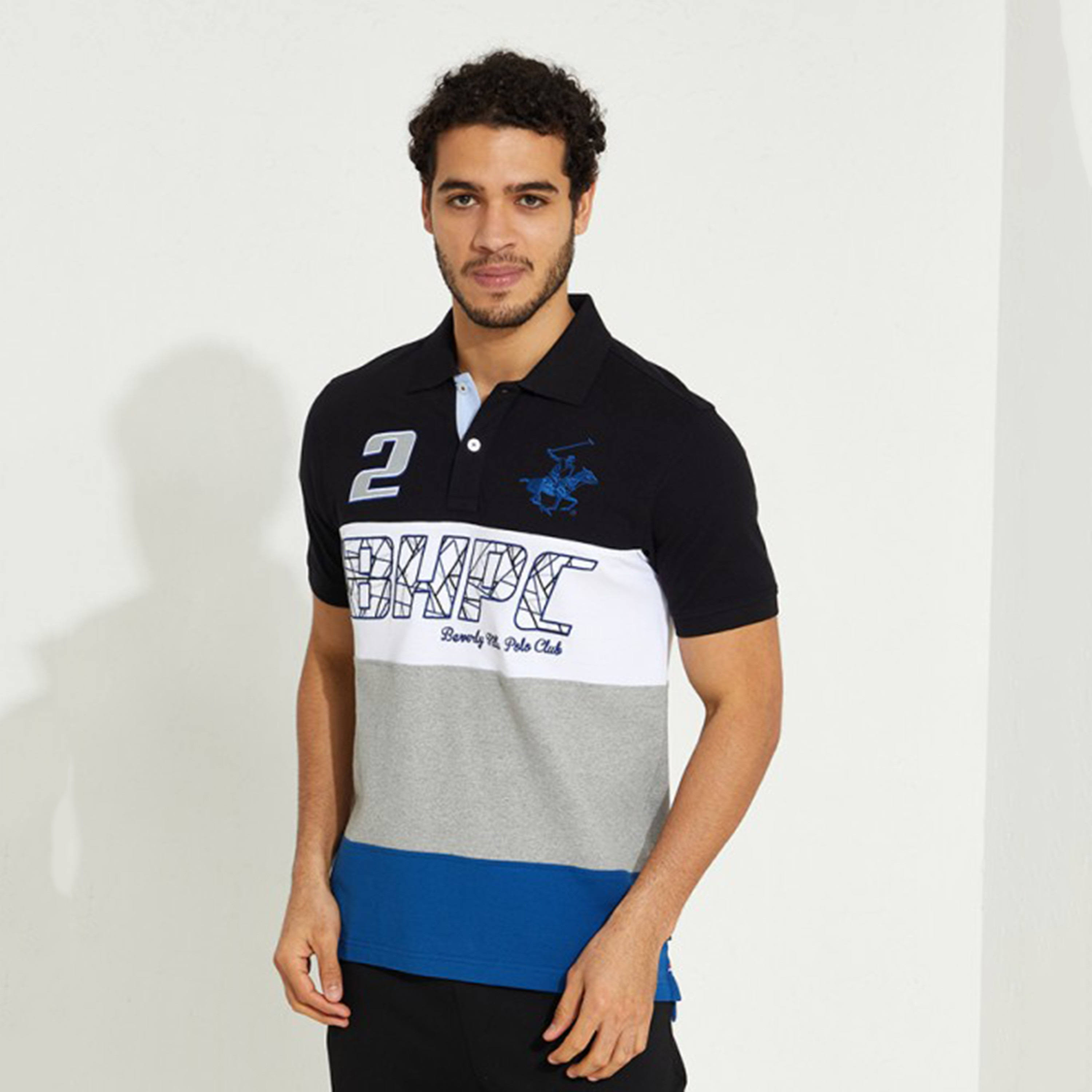 Beverly Hills Polo Club Men Black Colour Blocked Short Sleeves Polo T-Shirt-men-clothing-tshirtsandpolos-polos-image-1