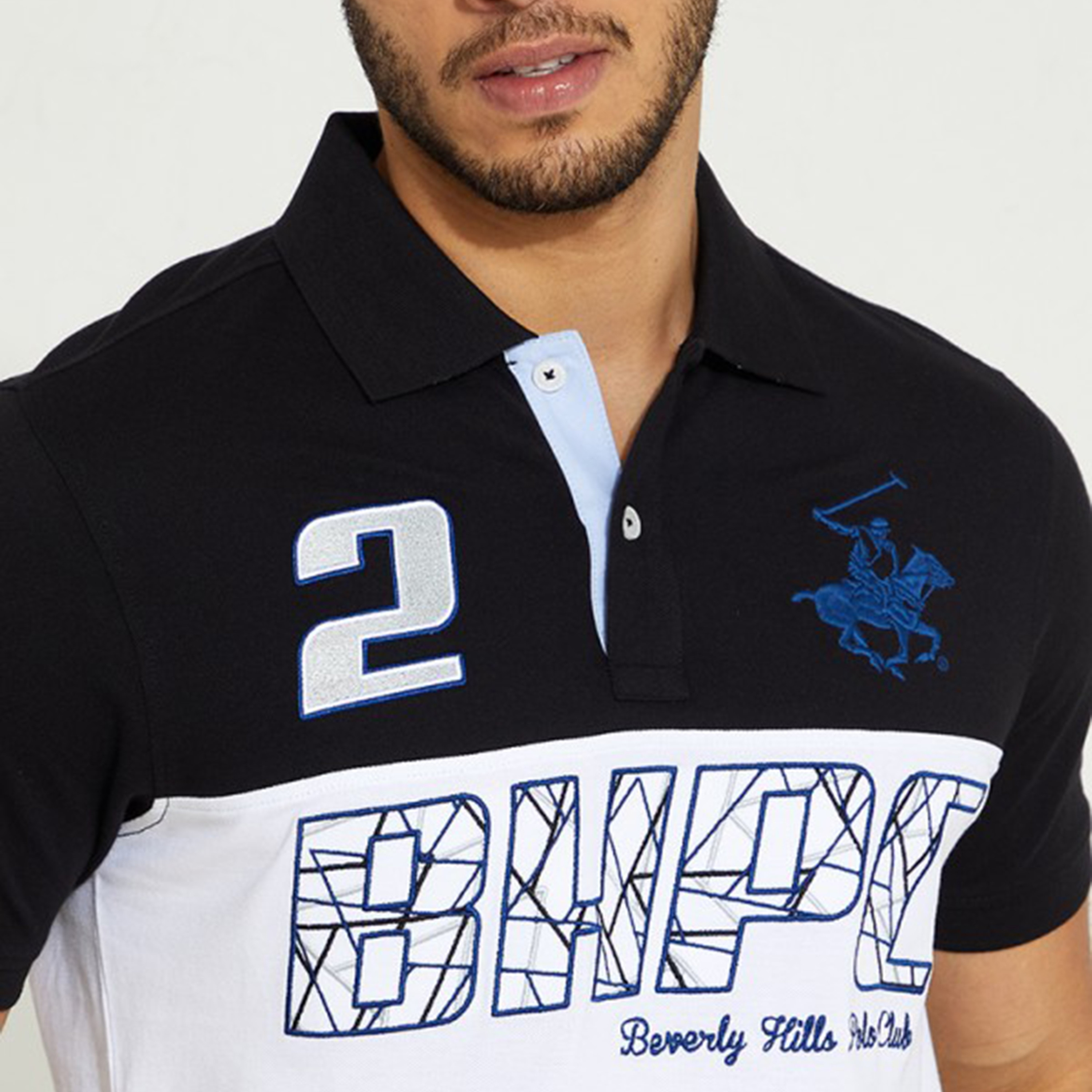 تي شيرت بولو من بيفرلي هيلز بولو كلب رجالي بلون أسود مع منسوج بأكمام قصيرة-men-clothing-tshirtsandpolos-polos-image-3
