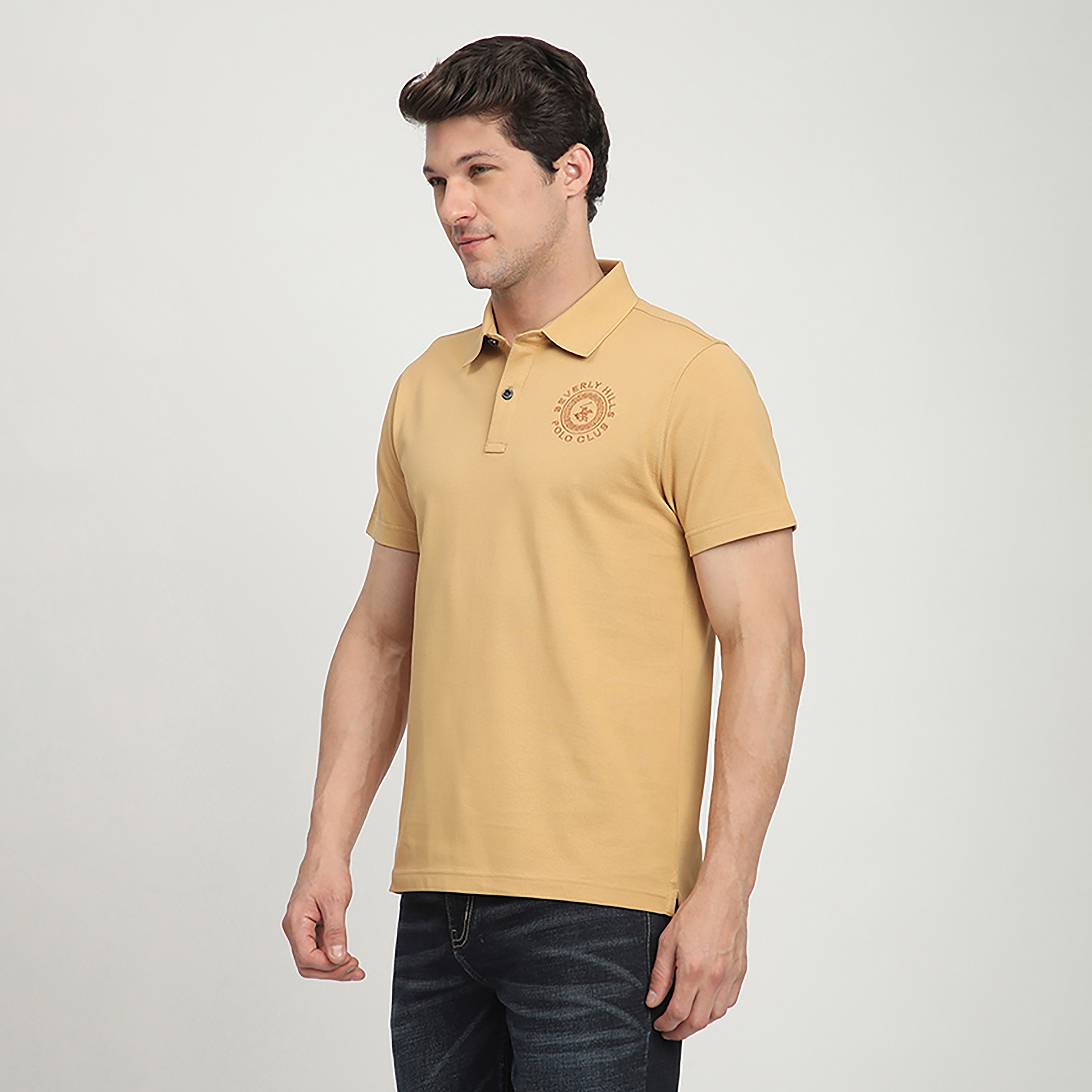 تي شيرت بولو رجالي بأكمام قصيرة وياقة مطرزة بشعار من بيفرلي هيلز بولو كلوب-men-clothing-tshirtsandpolos-polos-image-2