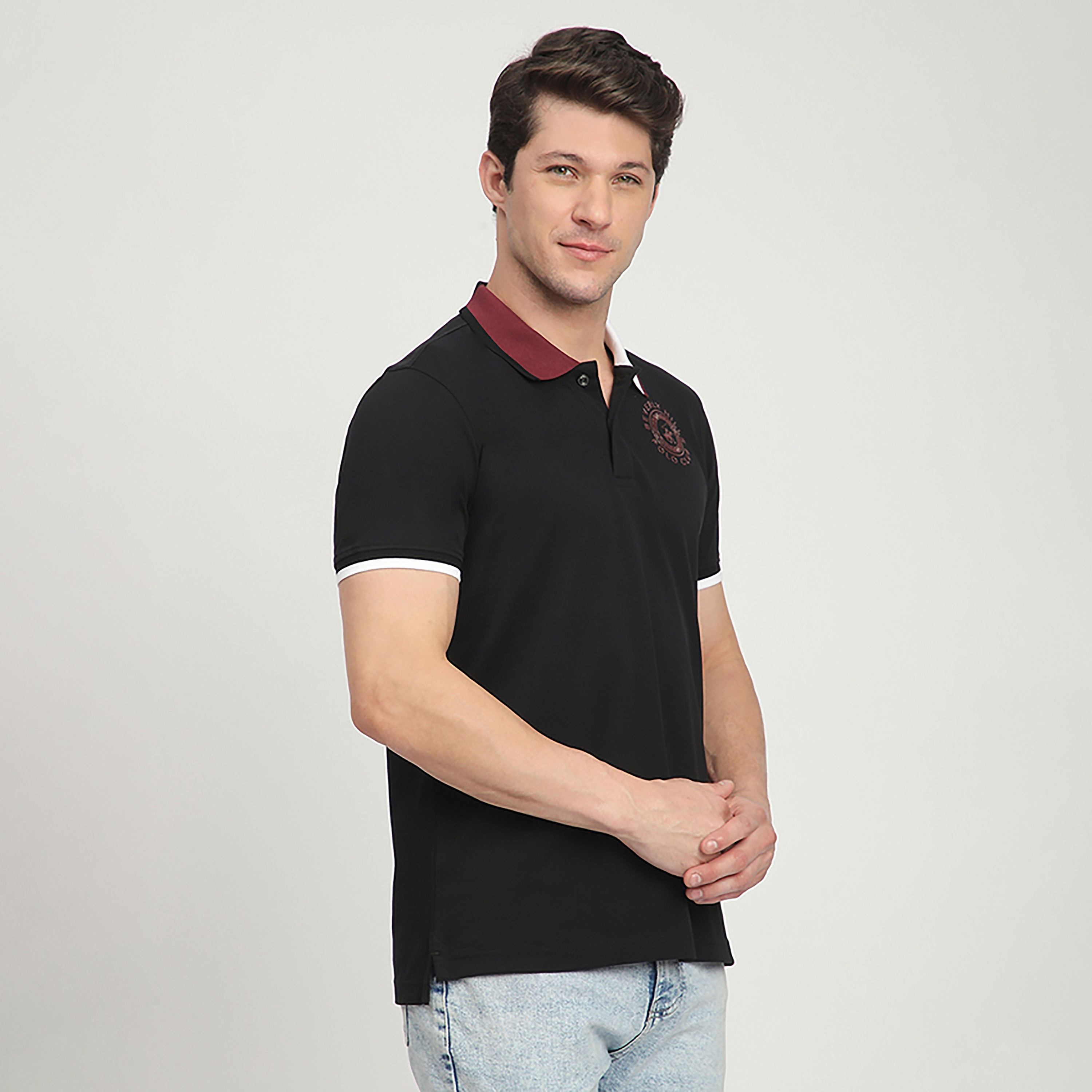 تي شيرت بولو رجالي بأكمام قصيرة وياقة مطرزة بشعار من بيفرلي هيلز بولو كلوب-men-clothing-tshirtsandpolos-polos-image-3