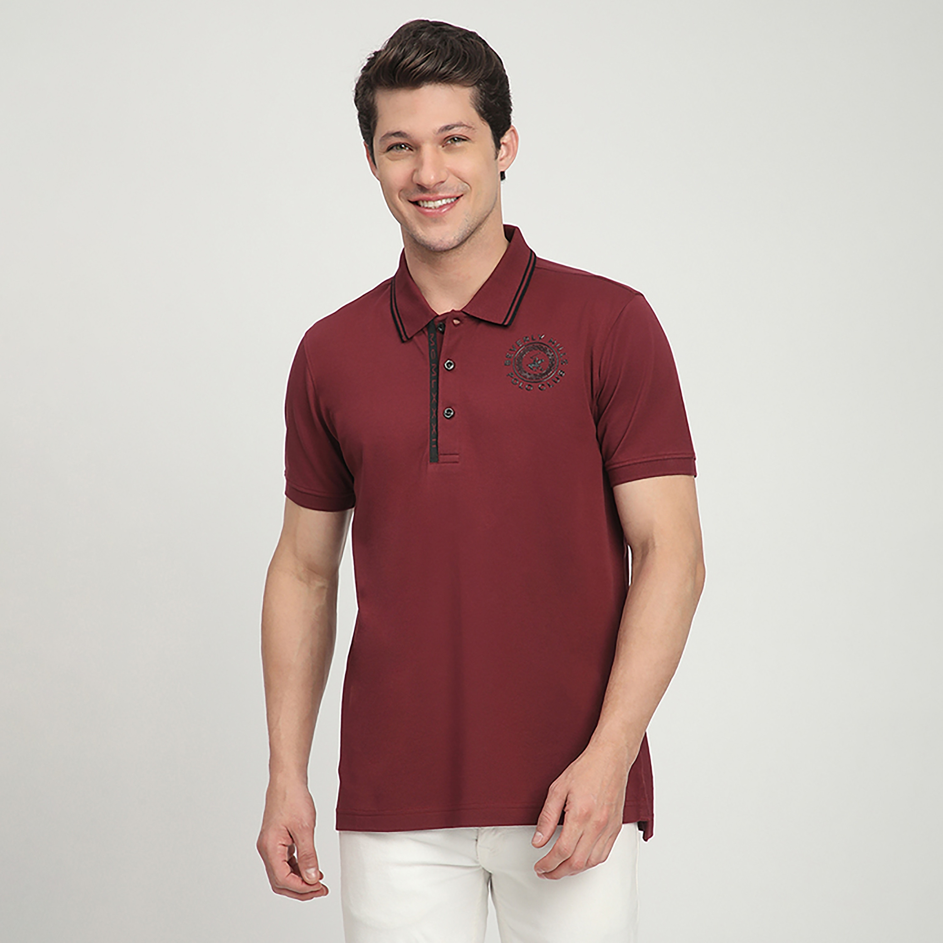 Beverly Hills Polo Club Logo Embroidered Collared Short Sleeves Men's Polo T-Shirt-men-clothing-tshirtsandpolos-polos-image-1