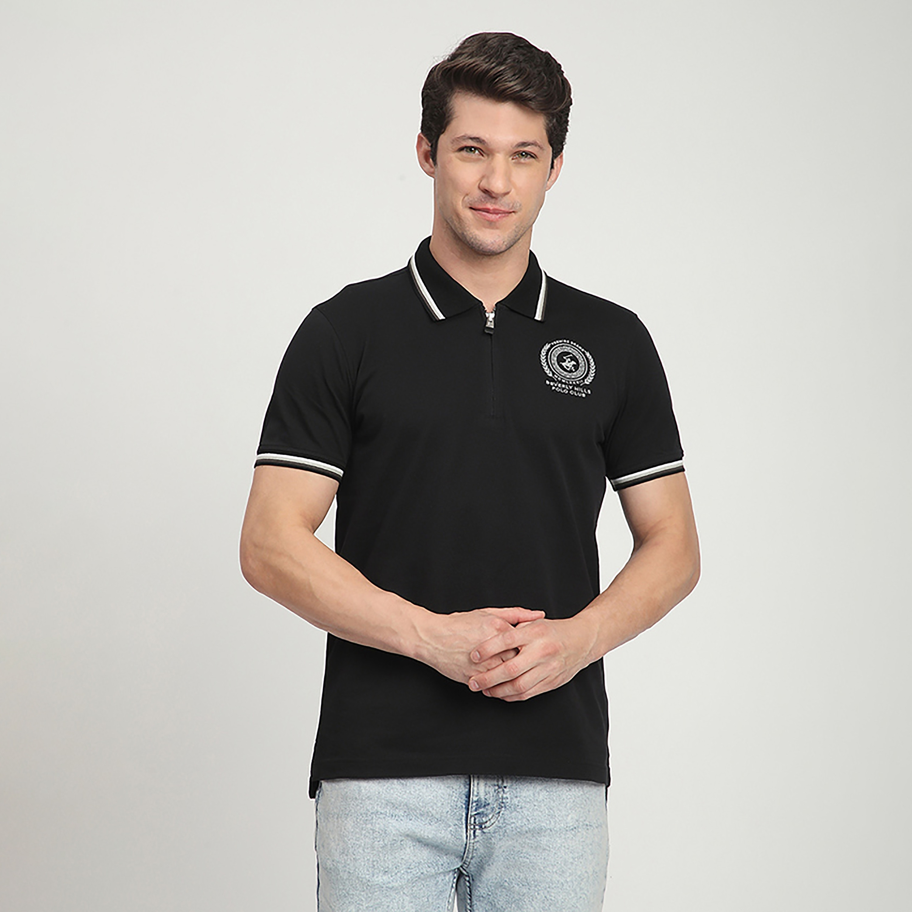 تي شيرت بولو رجالي بأكمام قصيرة وياقة مطرزة بشعار من بيفرلي هيلز بولو كلوب-men-clothing-tshirtsandpolos-polos-image-6
