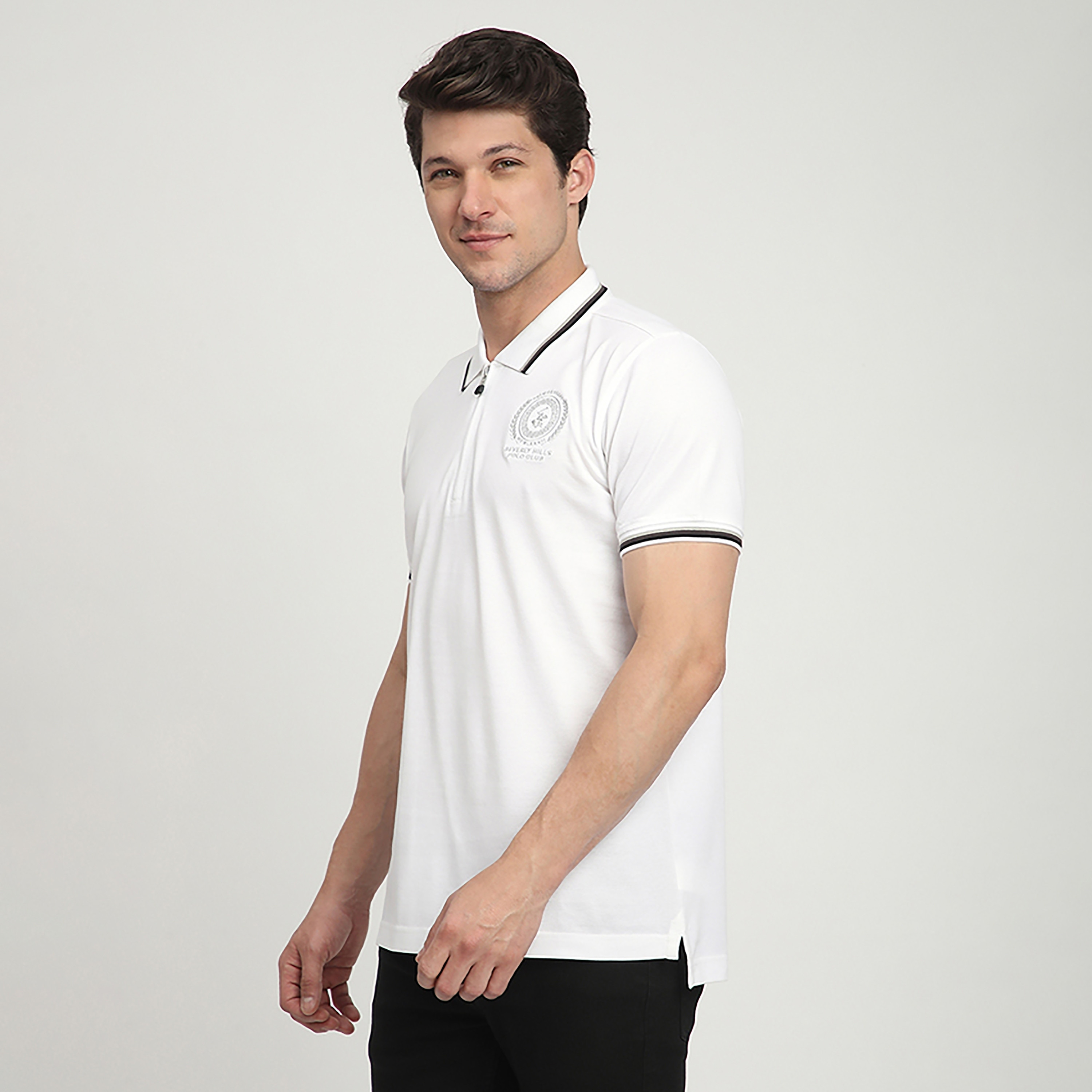 تي شيرت بولو رجالي بأكمام قصيرة وياقة مطرزة بشعار من بيفرلي هيلز بولو كلوب-men-clothing-tshirtsandpolos-polos-image-2