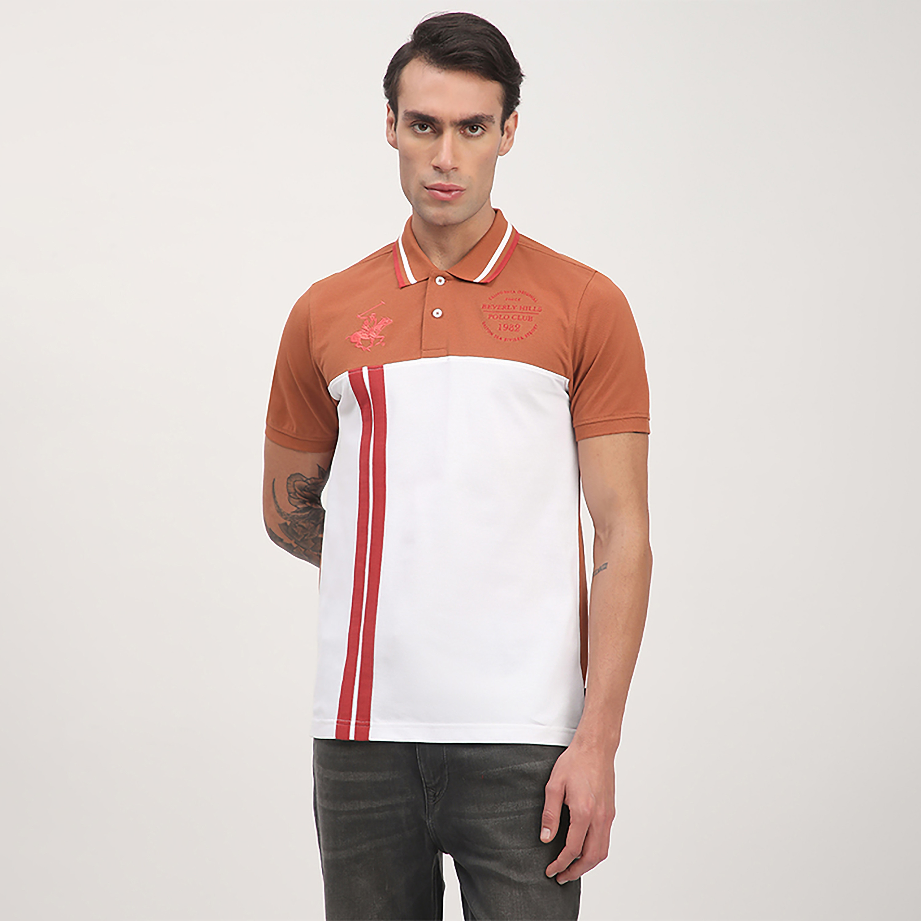 تي شيرت بولو بأكمام قصيرة وياقة بألوان متعددة من بيفرلي هيلز بولو كلوب-men-clothing-tshirtsandpolos-polos-image-1