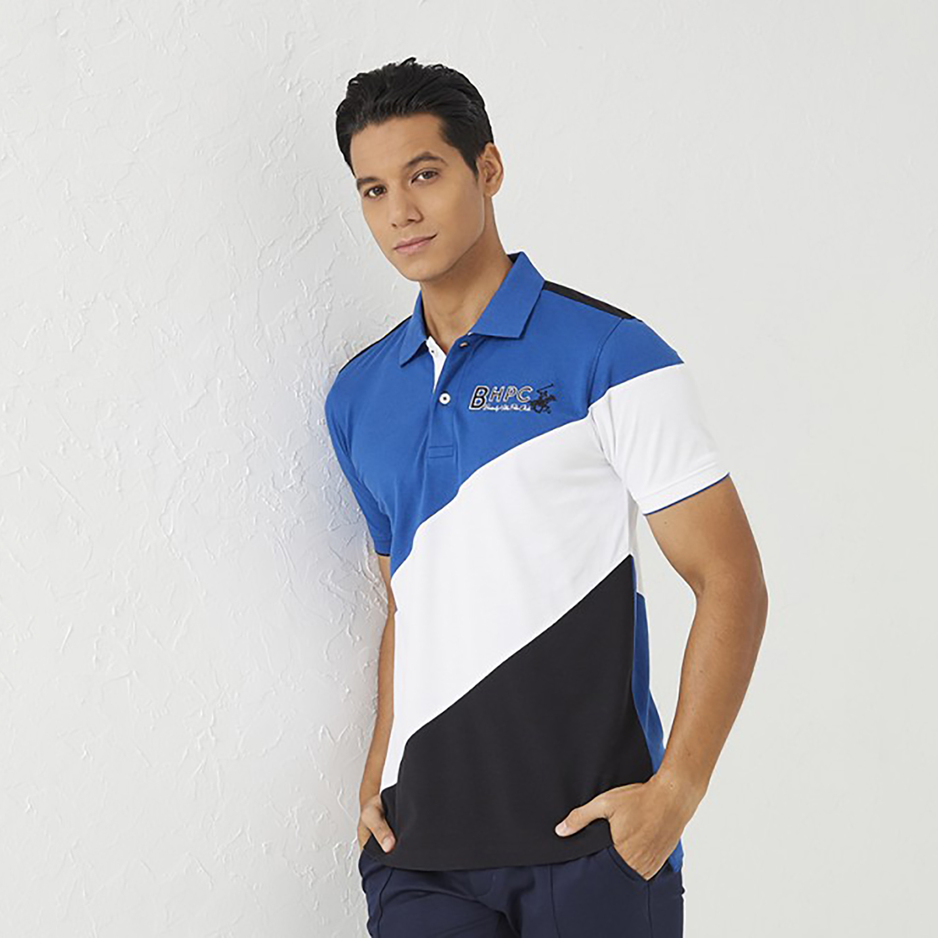 Beverly Hills Polo Club Men Blue Colour Blocked Short Sleeves Polo T-Shirt-men-clothing-tshirtsandpolos-polos-image-1
