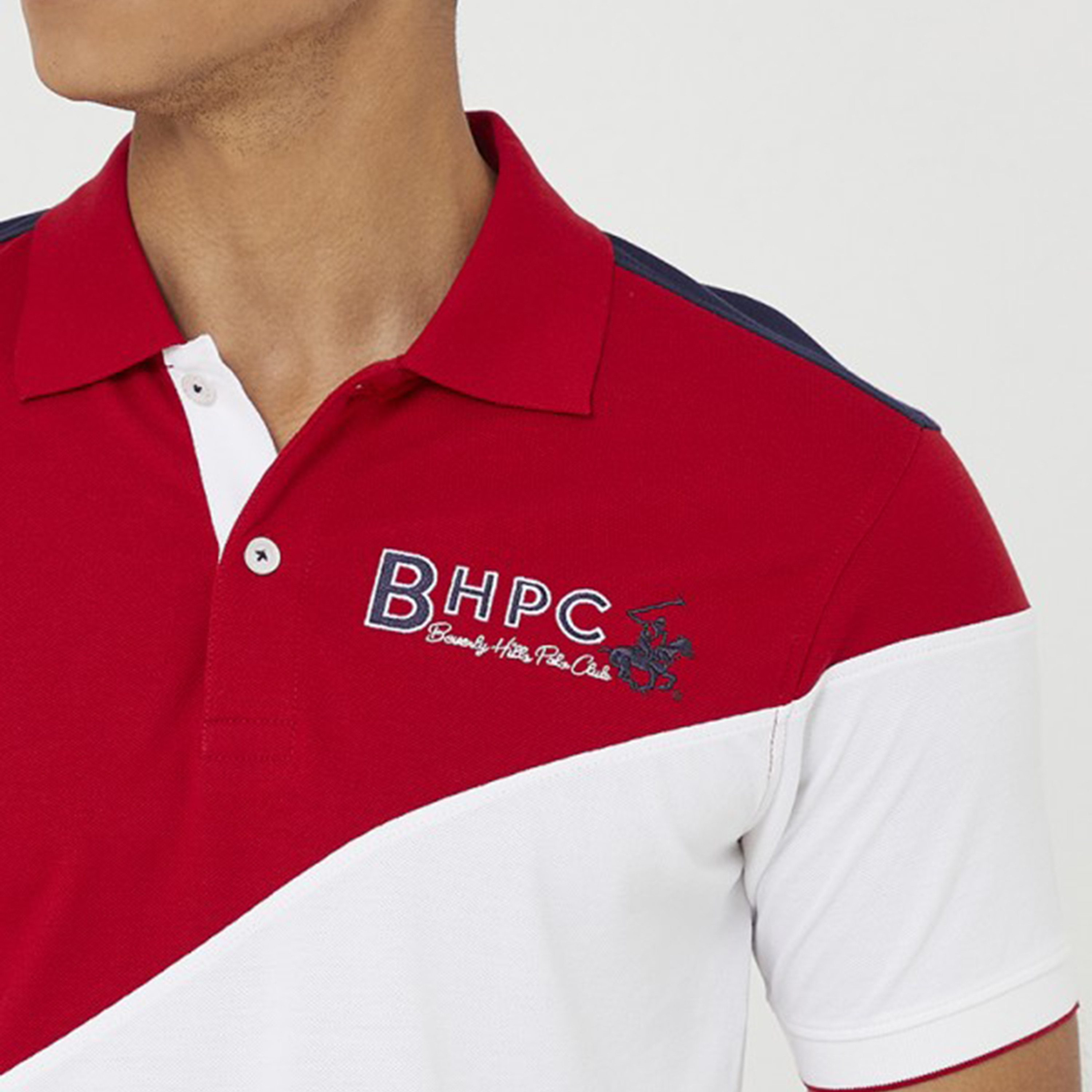 تي شيرت بيفرلي هيلز بولو كلب بأكمام قصيرة مع منسوجة بلون ازرق للرجال-men-clothing-tshirtsandpolos-polos-image-7