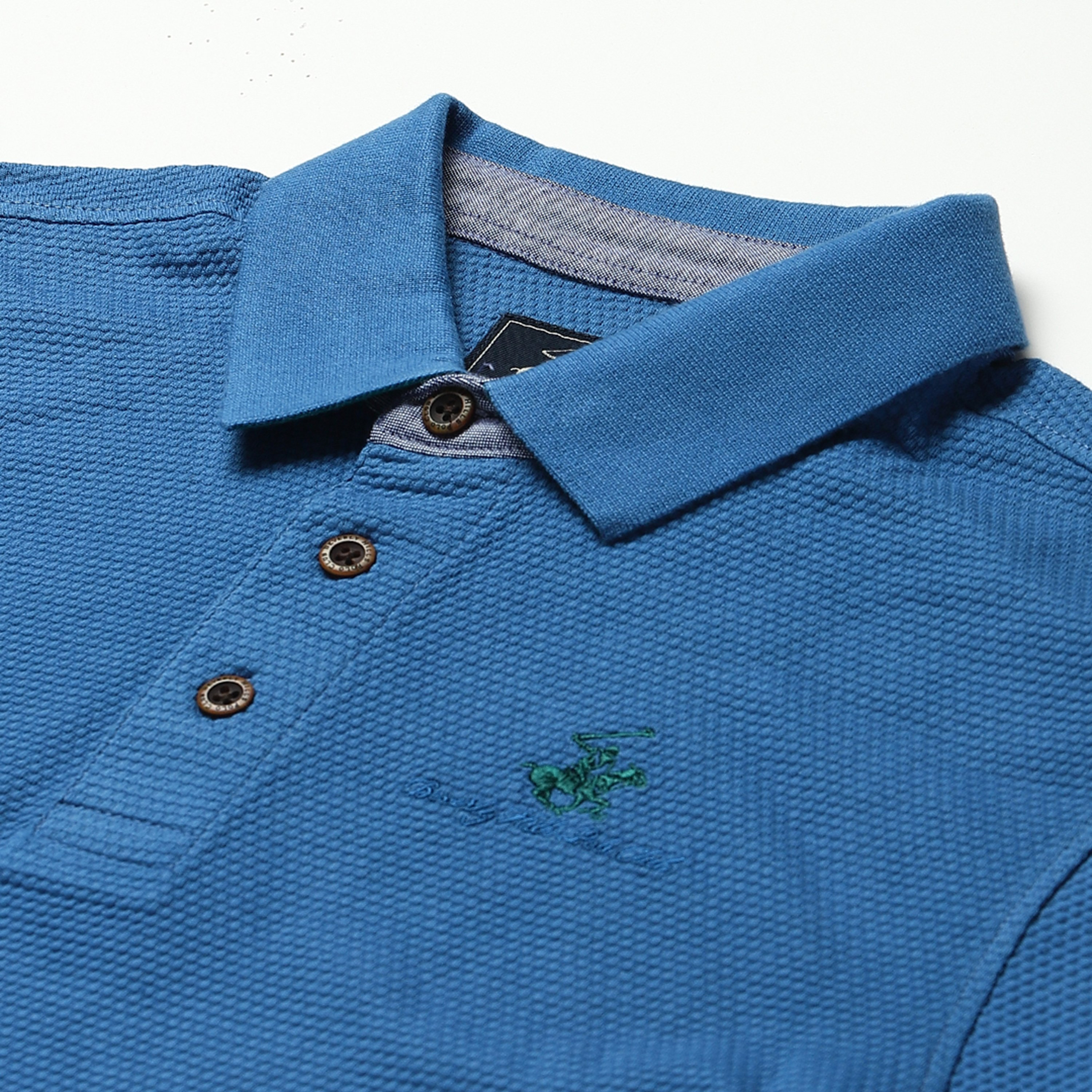 تي شيرت بيفرلي هيلز بولو كلب بأكمام قصيرة سادة بلون أزرق للرجال-men-clothing-tshirtsandpolos-polos-image-2