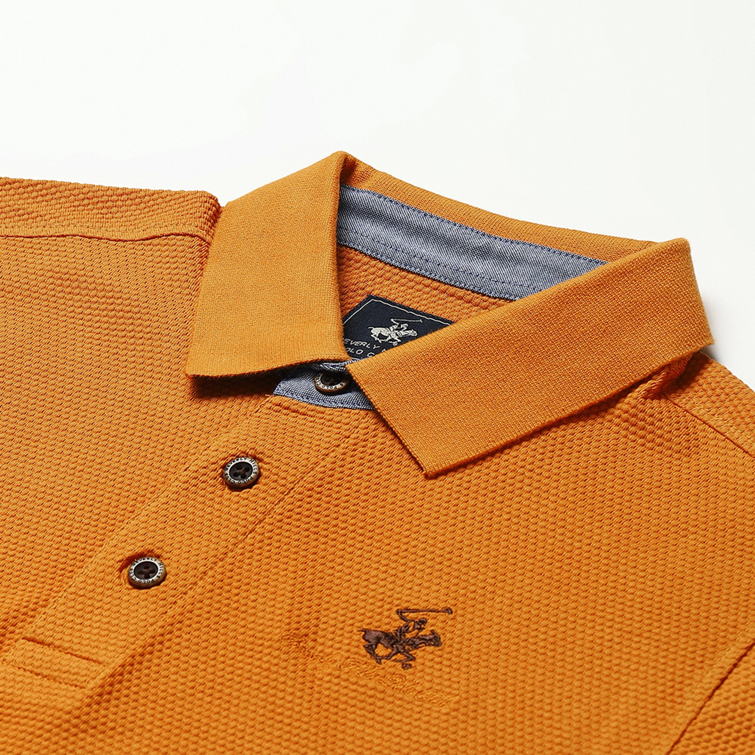 تي شيرت بيفرلي هيلز بولو كلب بأكمام قصيرة سادة بلون أزرق للرجال-men-clothing-tshirtsandpolos-polos-image-9