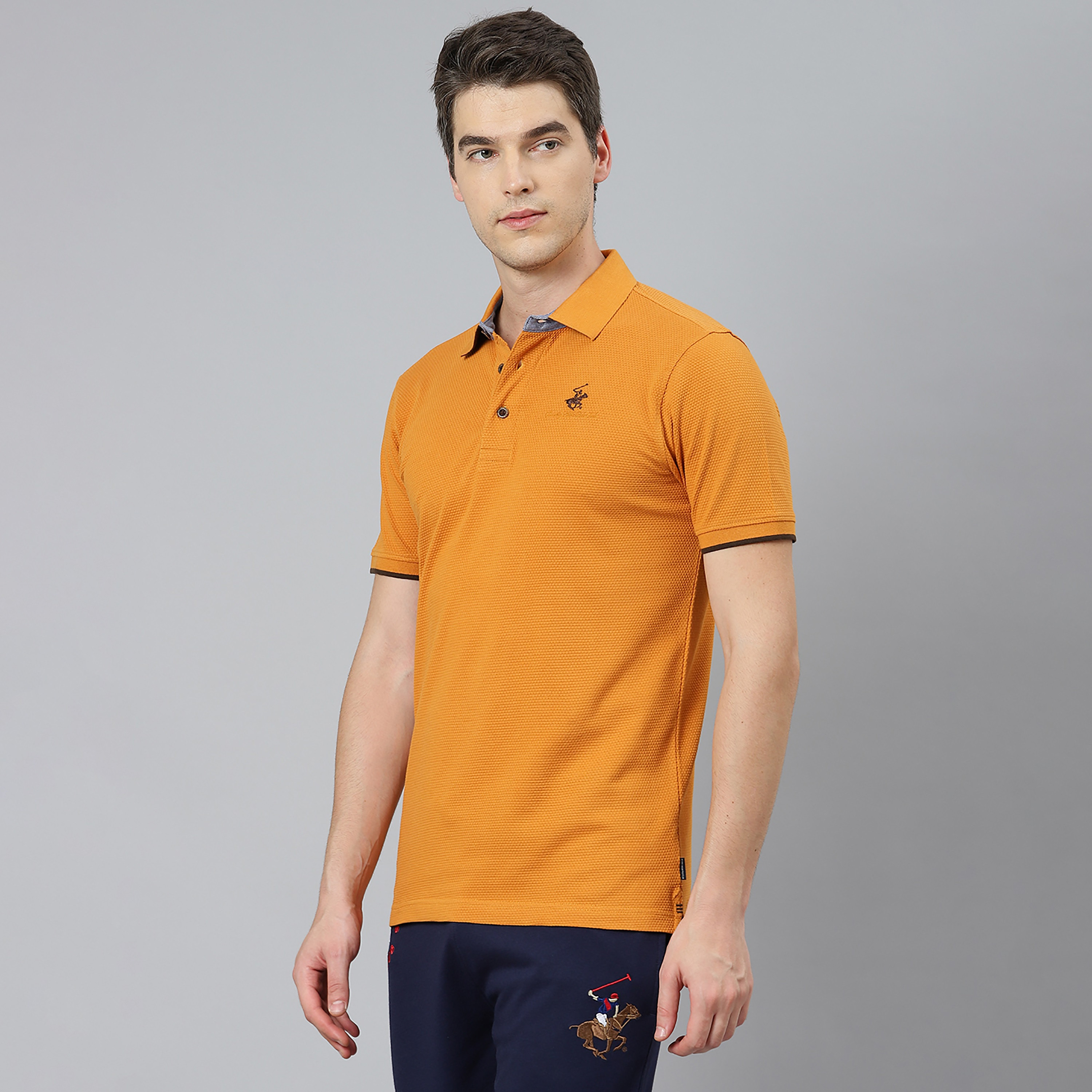 تي شيرت بيفرلي هيلز بولو كلب بأكمام قصيرة سادة بلون أزرق للرجال-men-clothing-tshirtsandpolos-polos-image-10