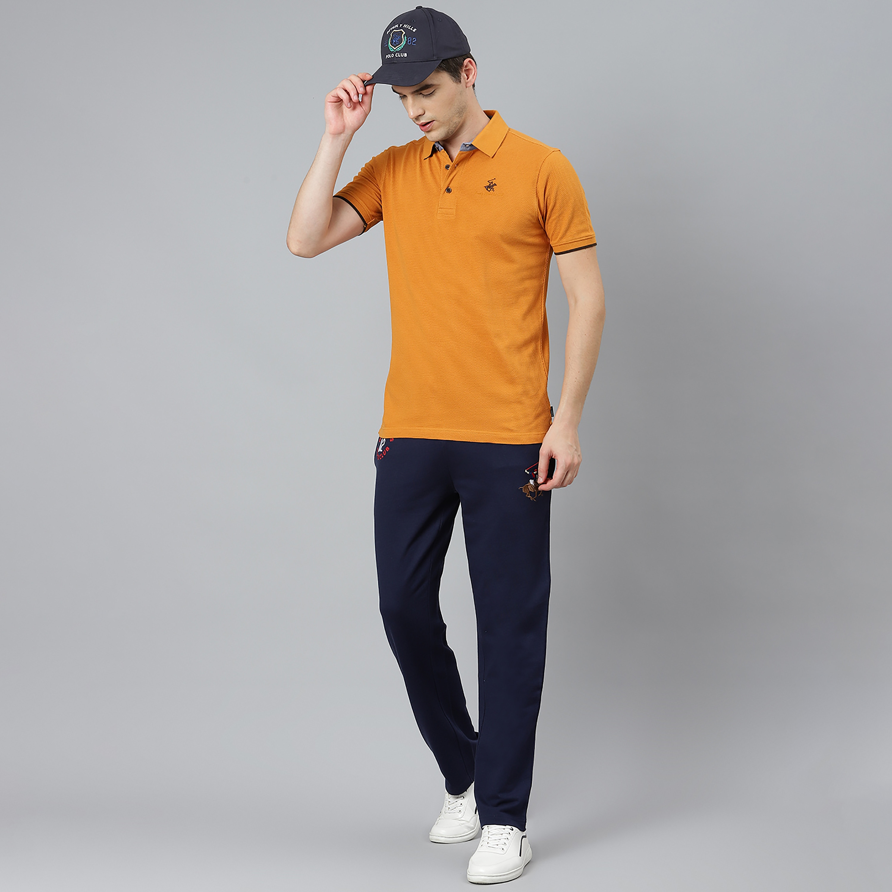 تي شيرت بيفرلي هيلز بولو كلب بأكمام قصيرة سادة بلون أزرق للرجال-men-clothing-tshirtsandpolos-polos-image-12