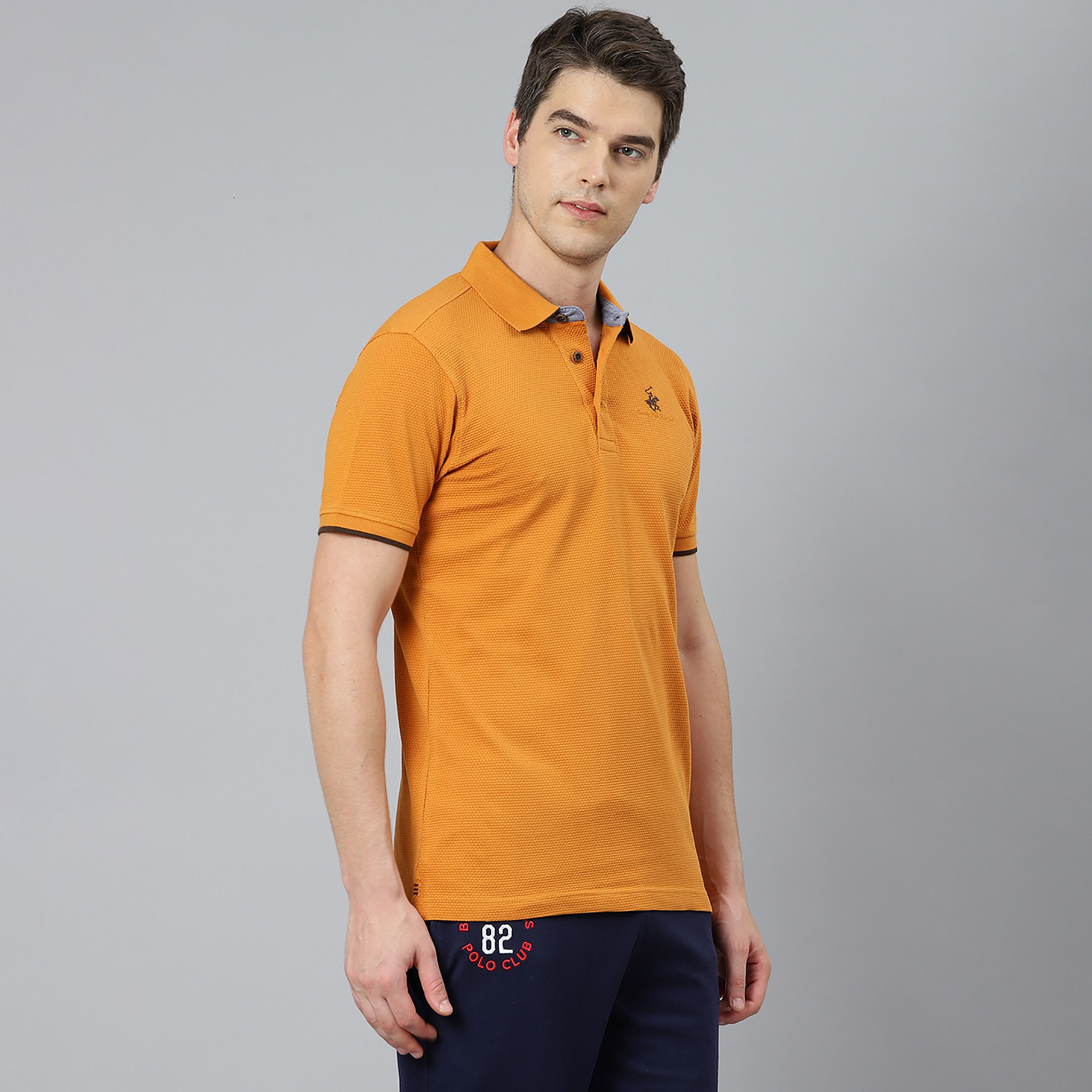 تي شيرت بيفرلي هيلز بولو كلب بأكمام قصيرة سادة بلون أزرق للرجال-men-clothing-tshirtsandpolos-polos-image-13