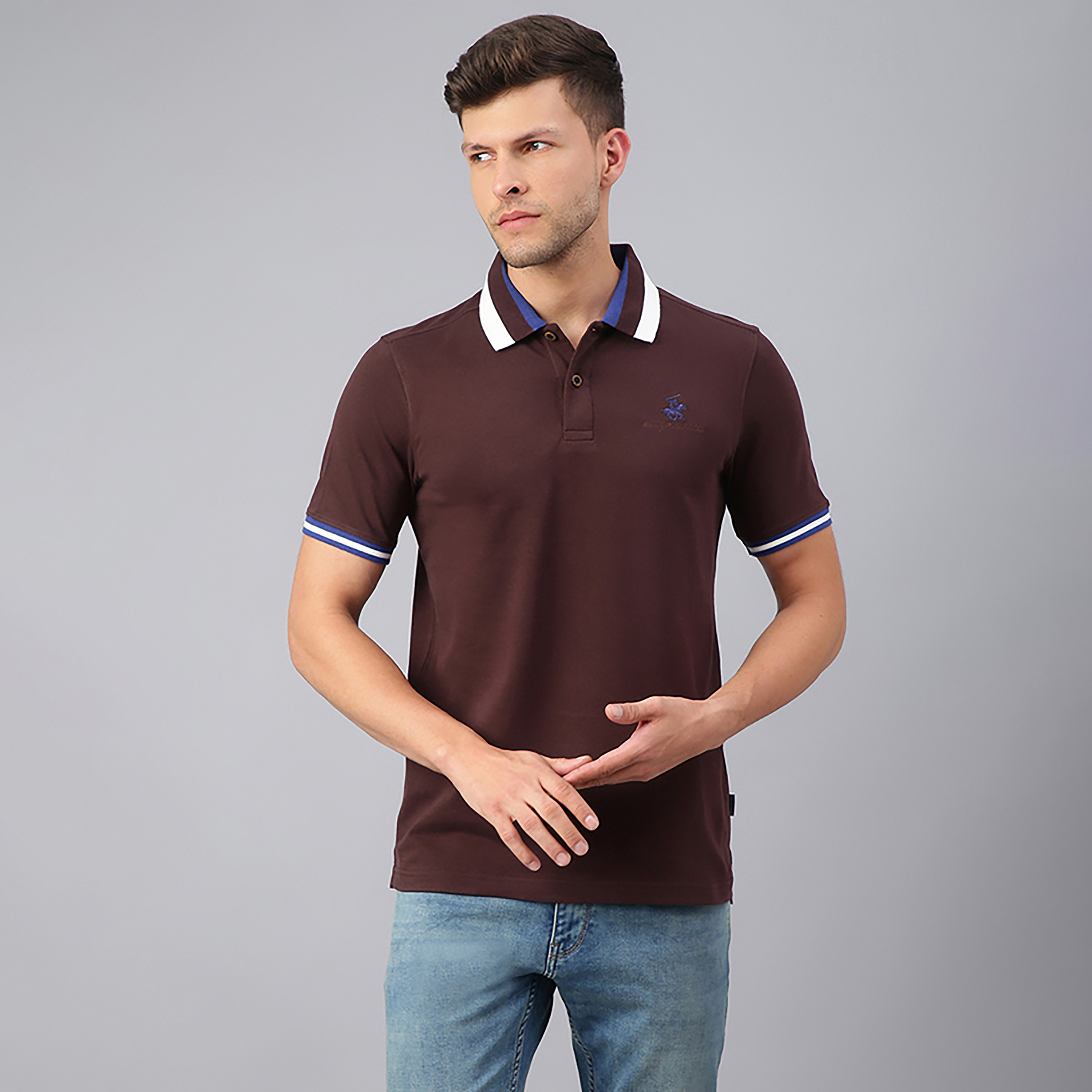 Beverly Hills Polo Club Men's Plain Collared Short Sleeve Polo Shirt-men-clothing-tshirtsandpolos-polos-image-1