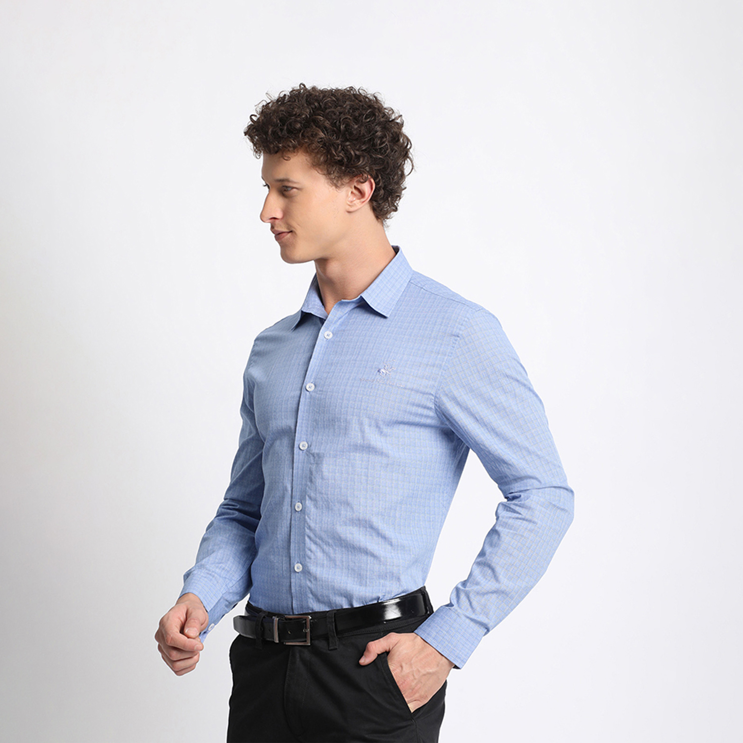 بيفرلي هيلز كلوب-  قميص أكسفورد رجالي منقوش بأكمام طويلة وياقة-men-clothing-shirts-image-2