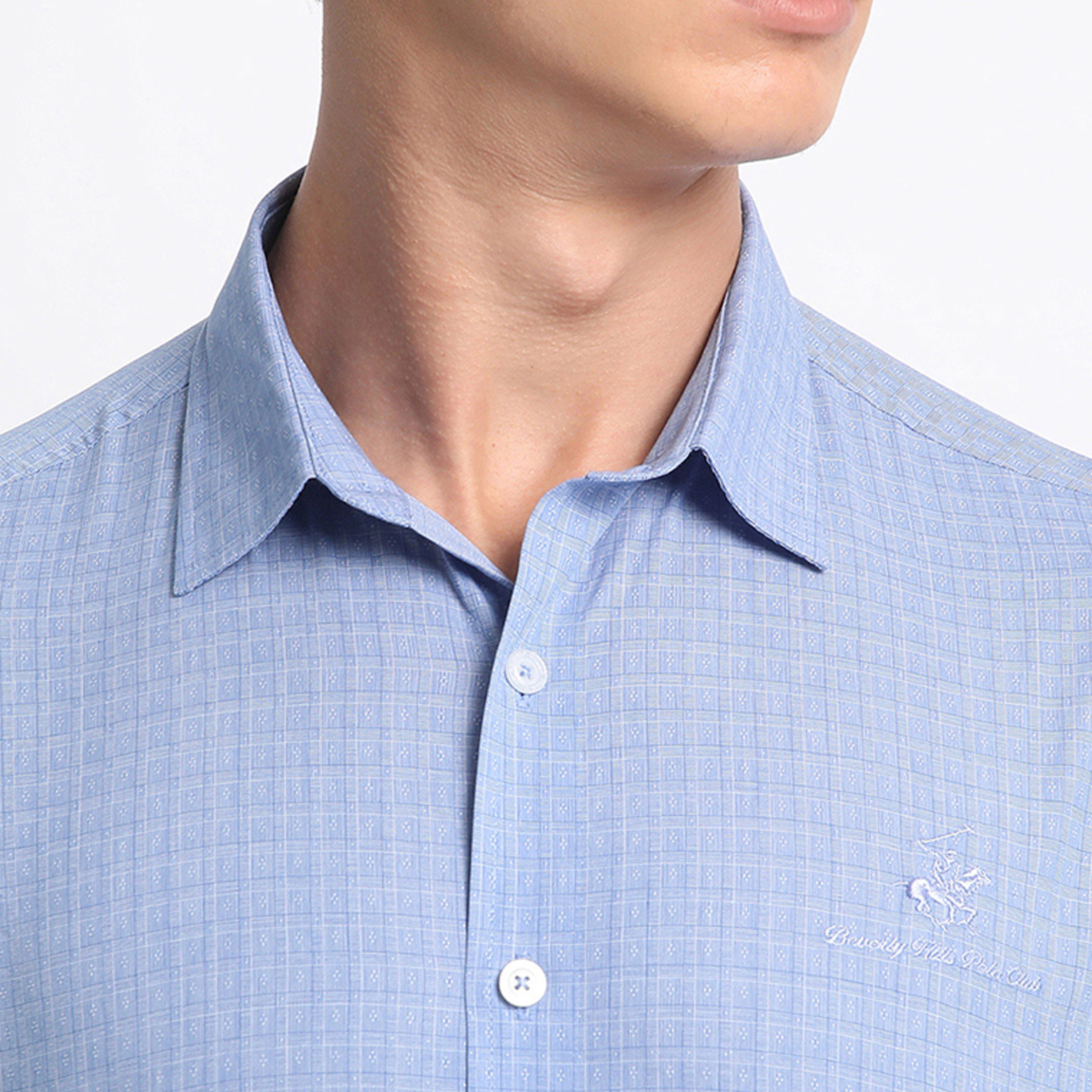 بيفرلي هيلز كلوب-  قميص أكسفورد رجالي منقوش بأكمام طويلة وياقة-men-clothing-shirts-image-3