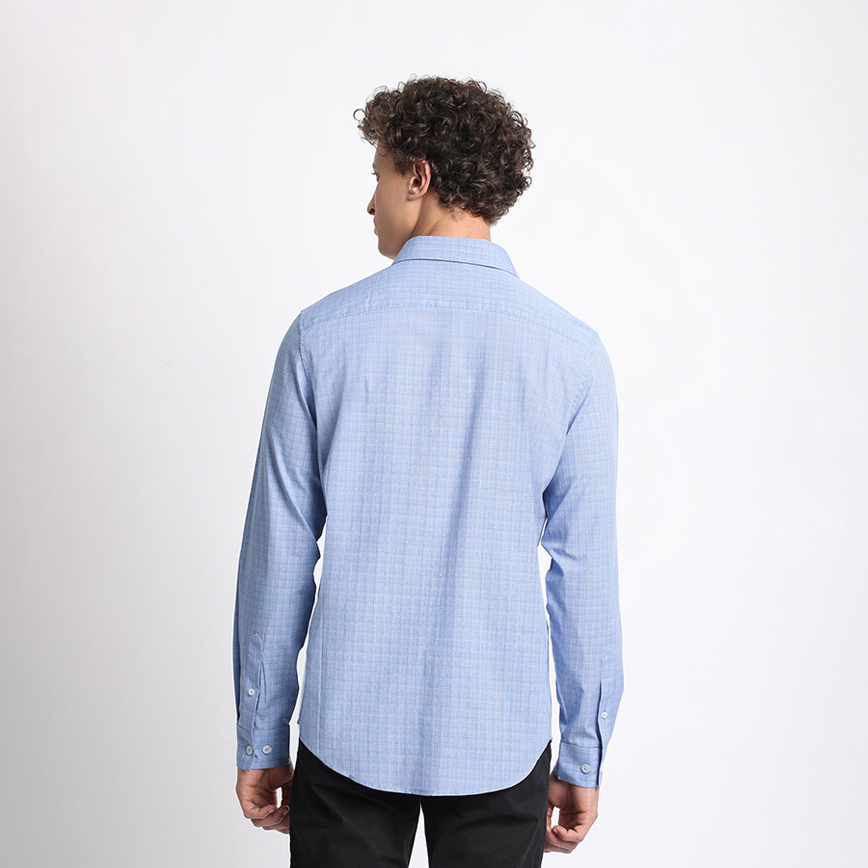 بيفرلي هيلز كلوب-  قميص أكسفورد رجالي منقوش بأكمام طويلة وياقة-men-clothing-shirts-image-4