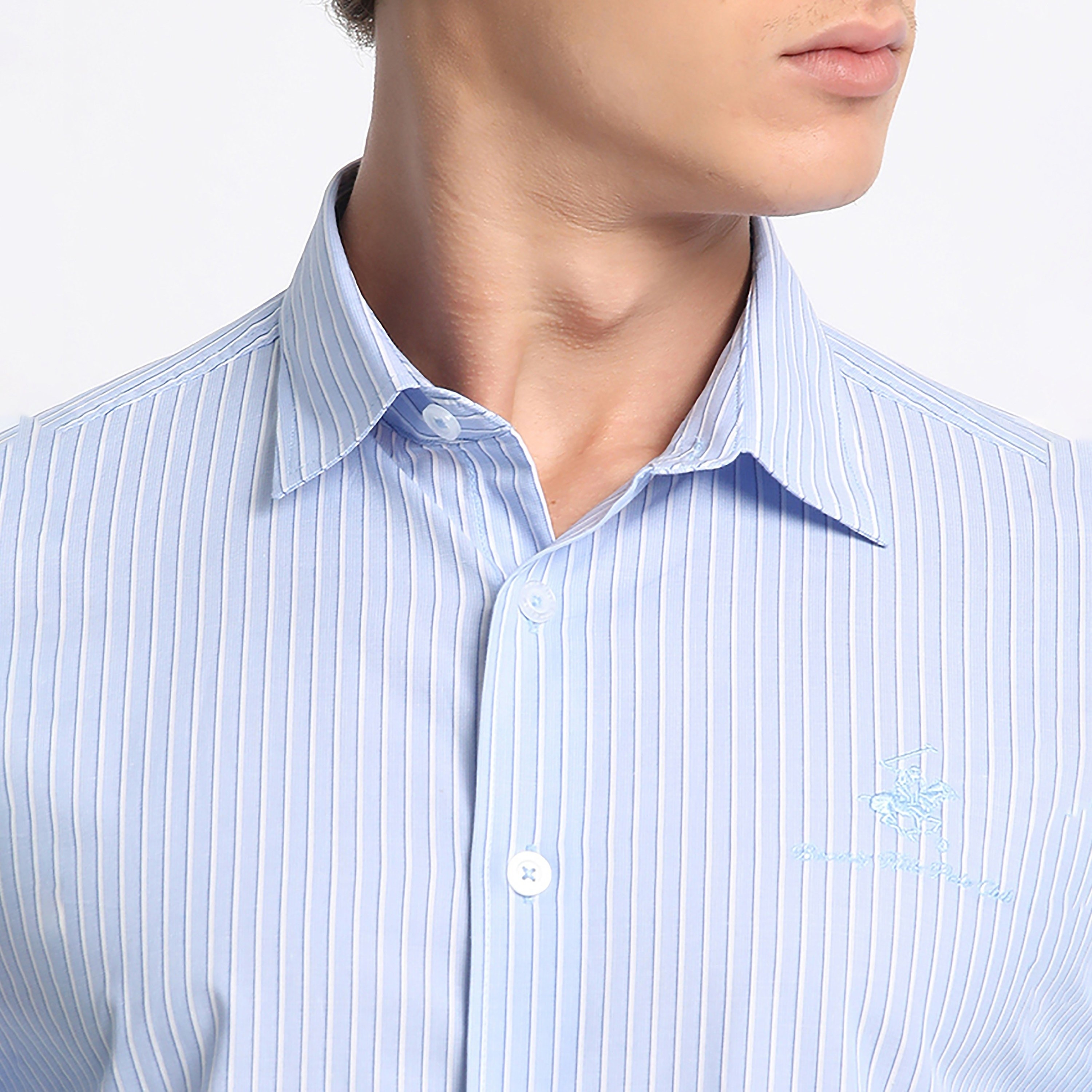 Beverly Hills Polo Club Regular Fit Stripes Collared Long Sleeves Men's Shirt-men-clothing-shirts-image-2