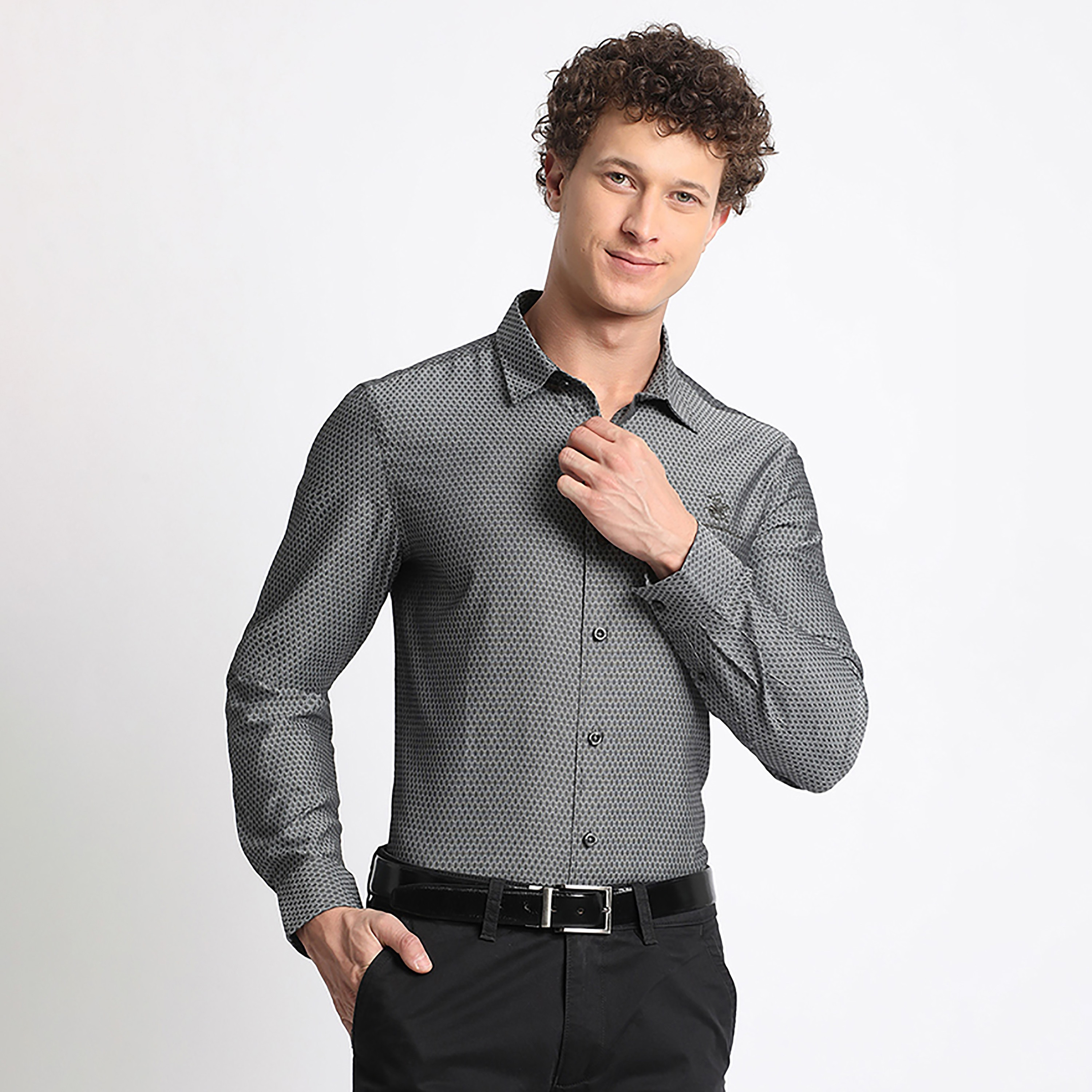 Beverly Hills Polo Club Textured Tailored Fit Long Sleeves Formal Shirt-men-clothing-shirts-image-1