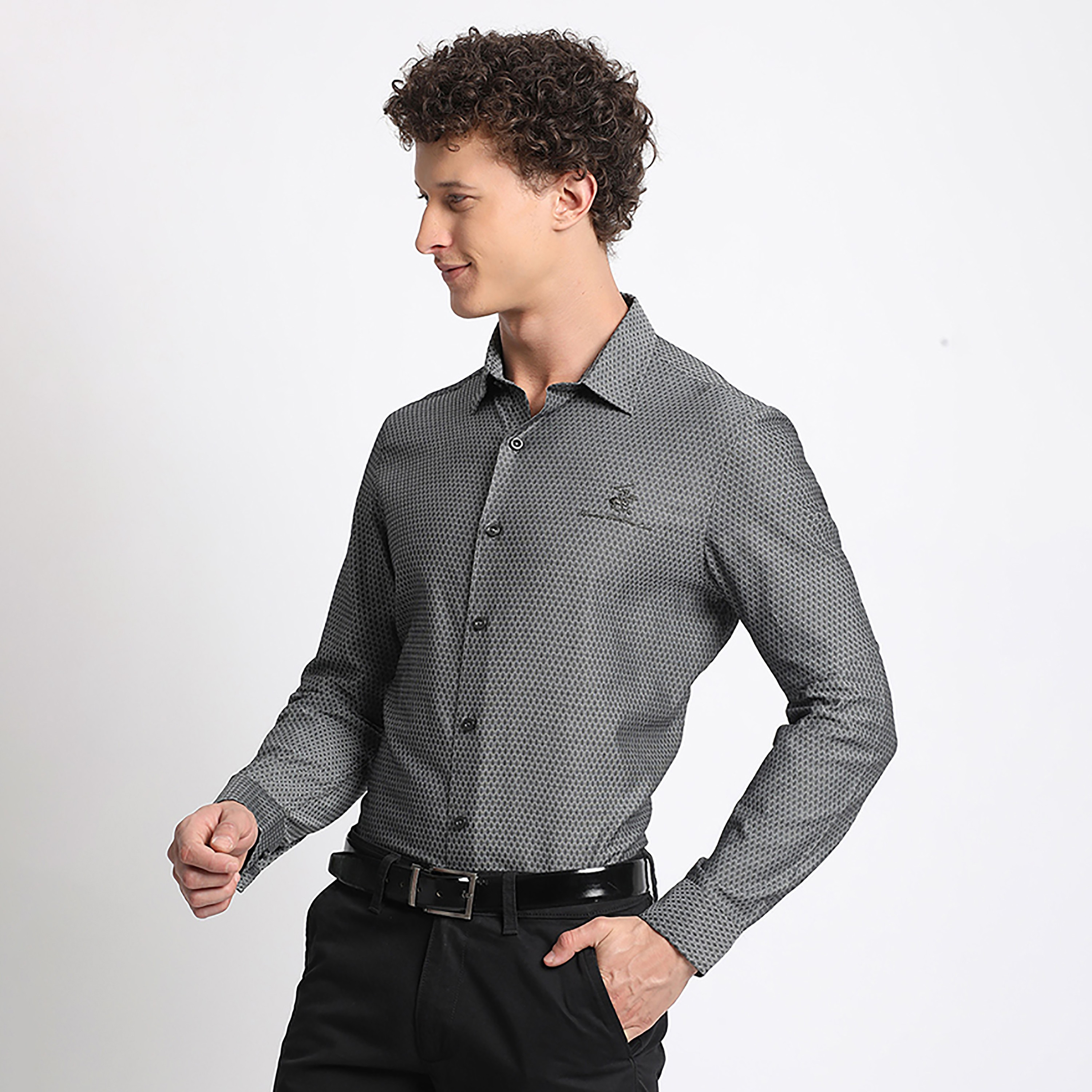 قميص فارمل من بيفرلي هيلز بولو كلوب بأكمام طويلة مع تيلرد فيت ذو تكسثرد-men-clothing-shirts-image-2