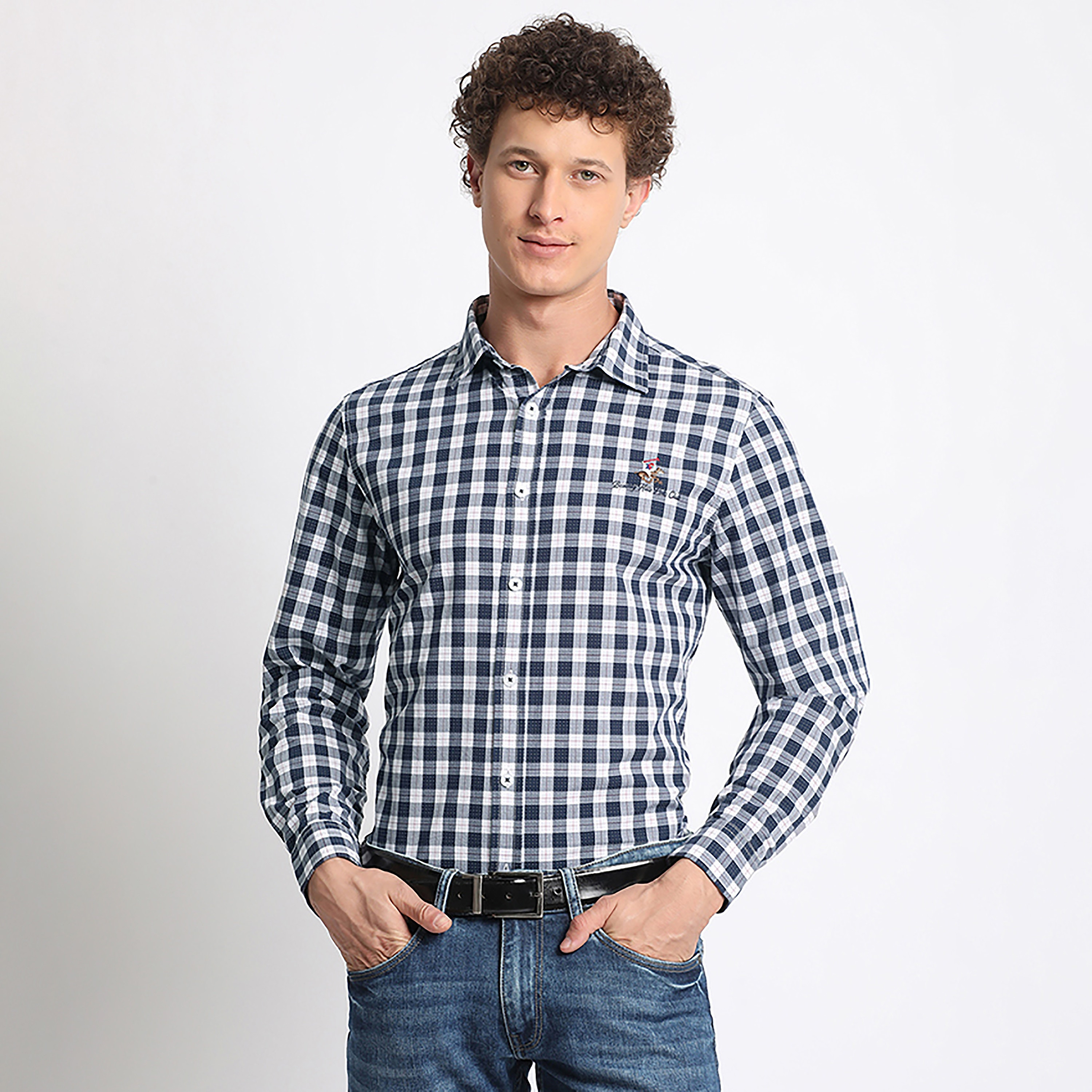 Beverly Hills Polo Club Checked Classic Collar Long Sleeves Casual Shirt-men-clothing-shirts-image-1