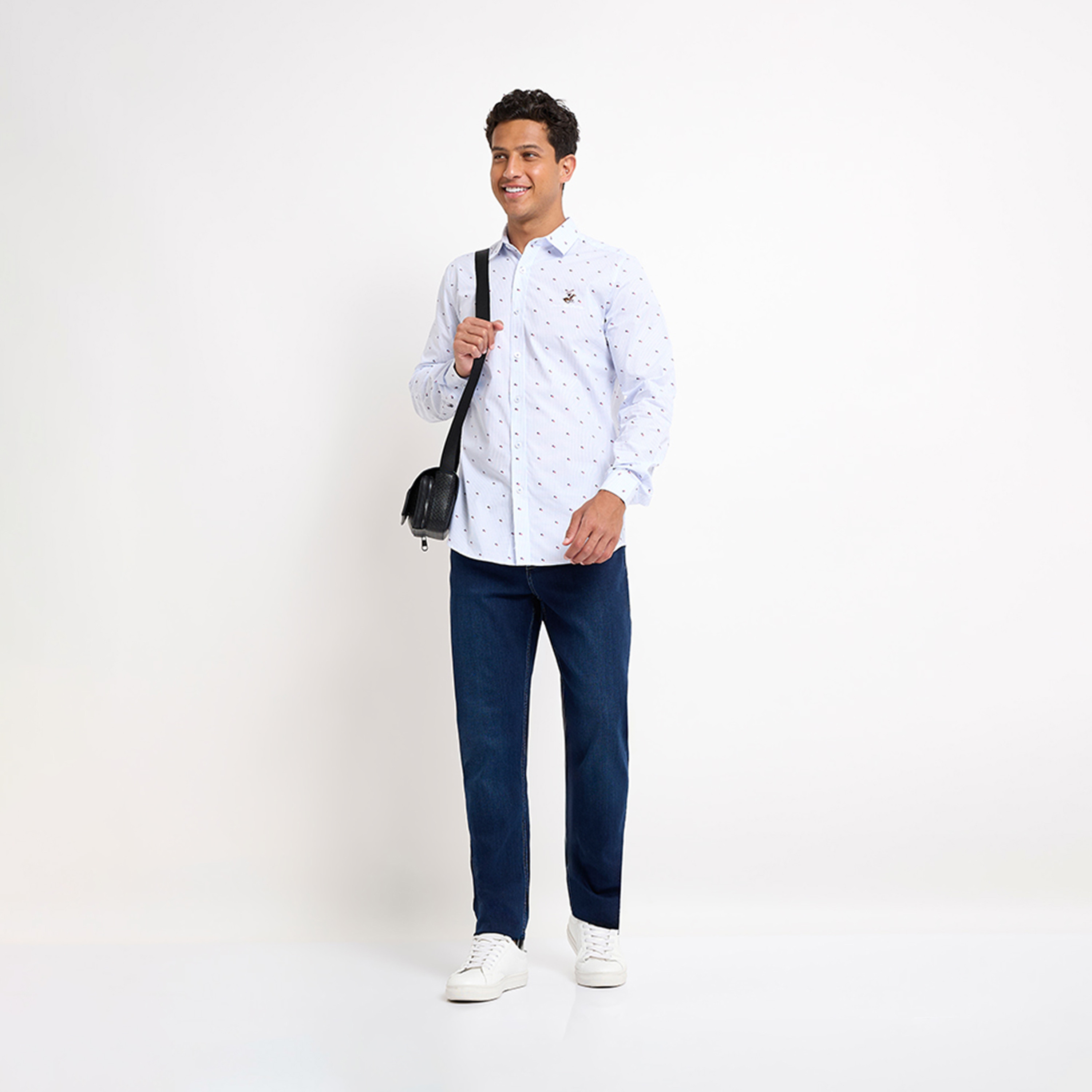 بيفرلي هيلز كلوب-  قميص أكسفورد رجالي مخطط بأكمام طويلة وياقة-men-clothing-shirts-image-4