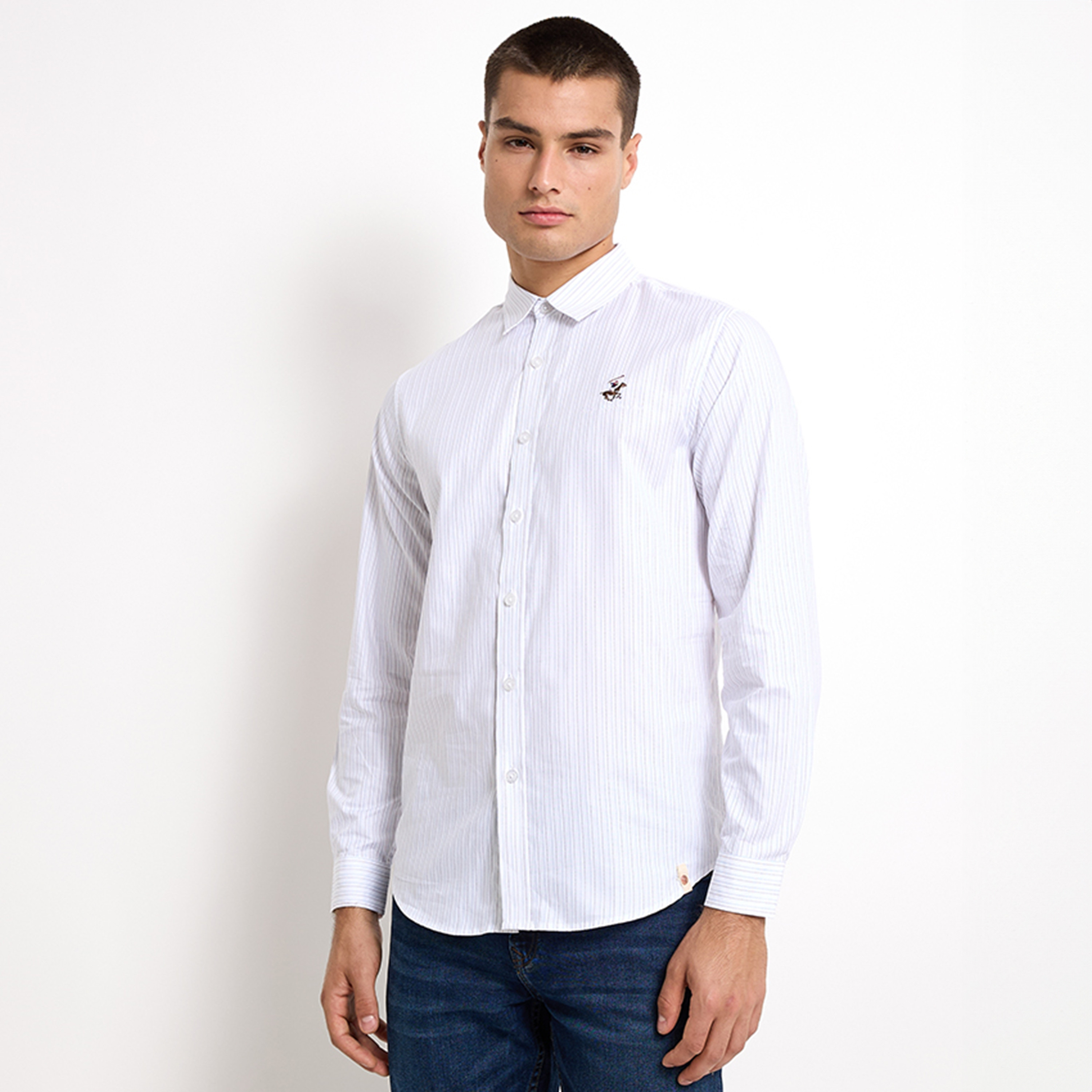 Beverly Hills Polo Club Regular Fit Striped Collared Long Sleeves Shirt-men-clothing-shirts-image-1