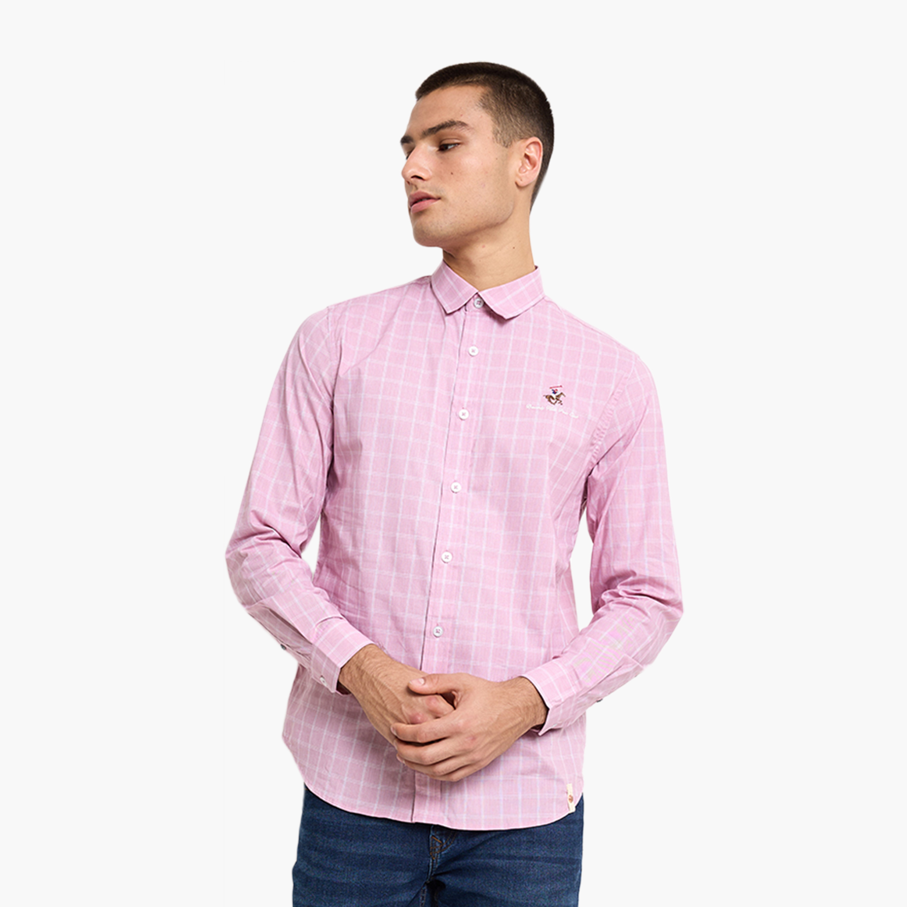 Beverly Hills Polo Club Regular Fit Checked Spread Collar Long Sleeves Men's Shirt-men-clothing-shirts-image-1
