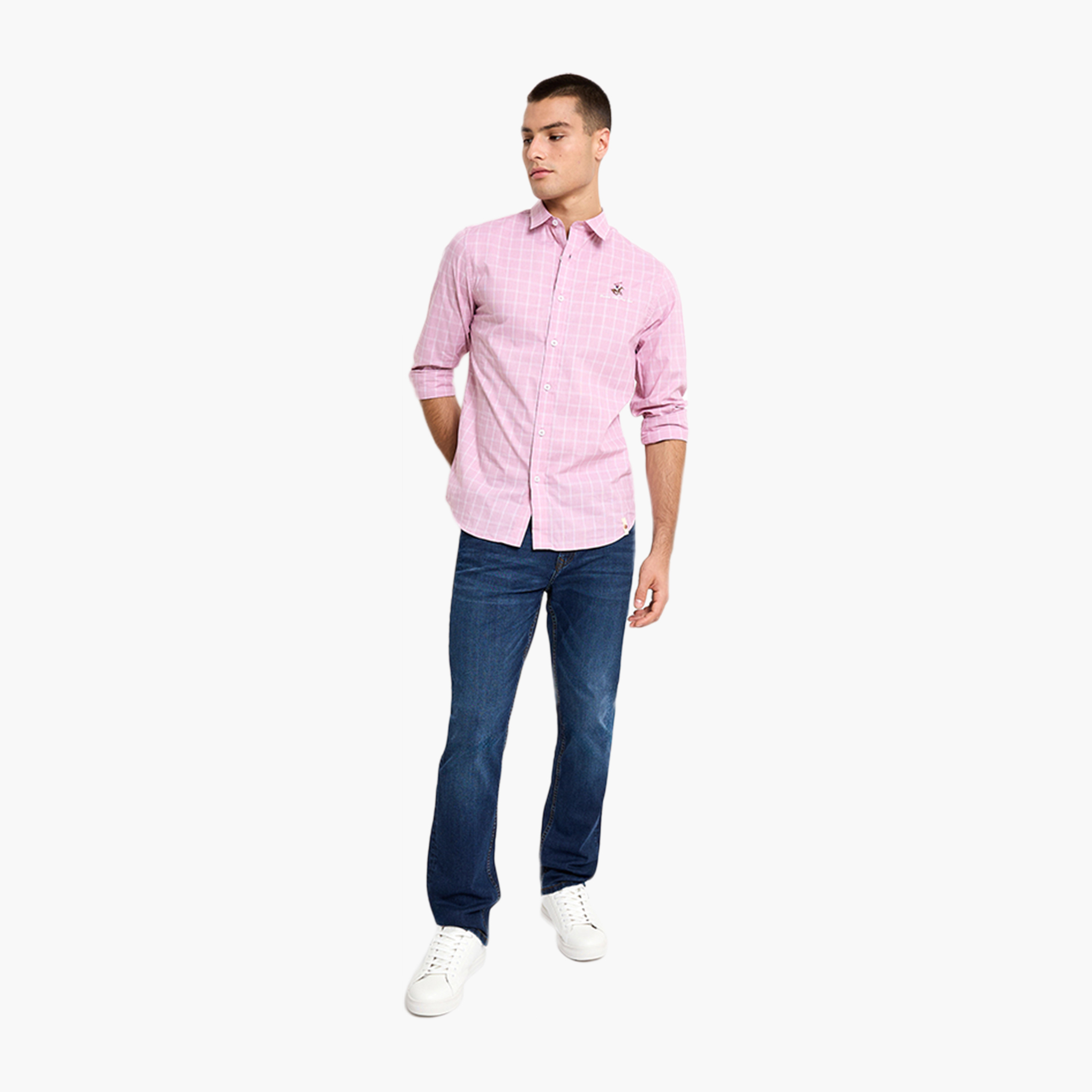 Beverly Hills Polo Club Regular Fit Checked Spread Collar Long Sleeves Men's Shirt-men-clothing-shirts-image-3