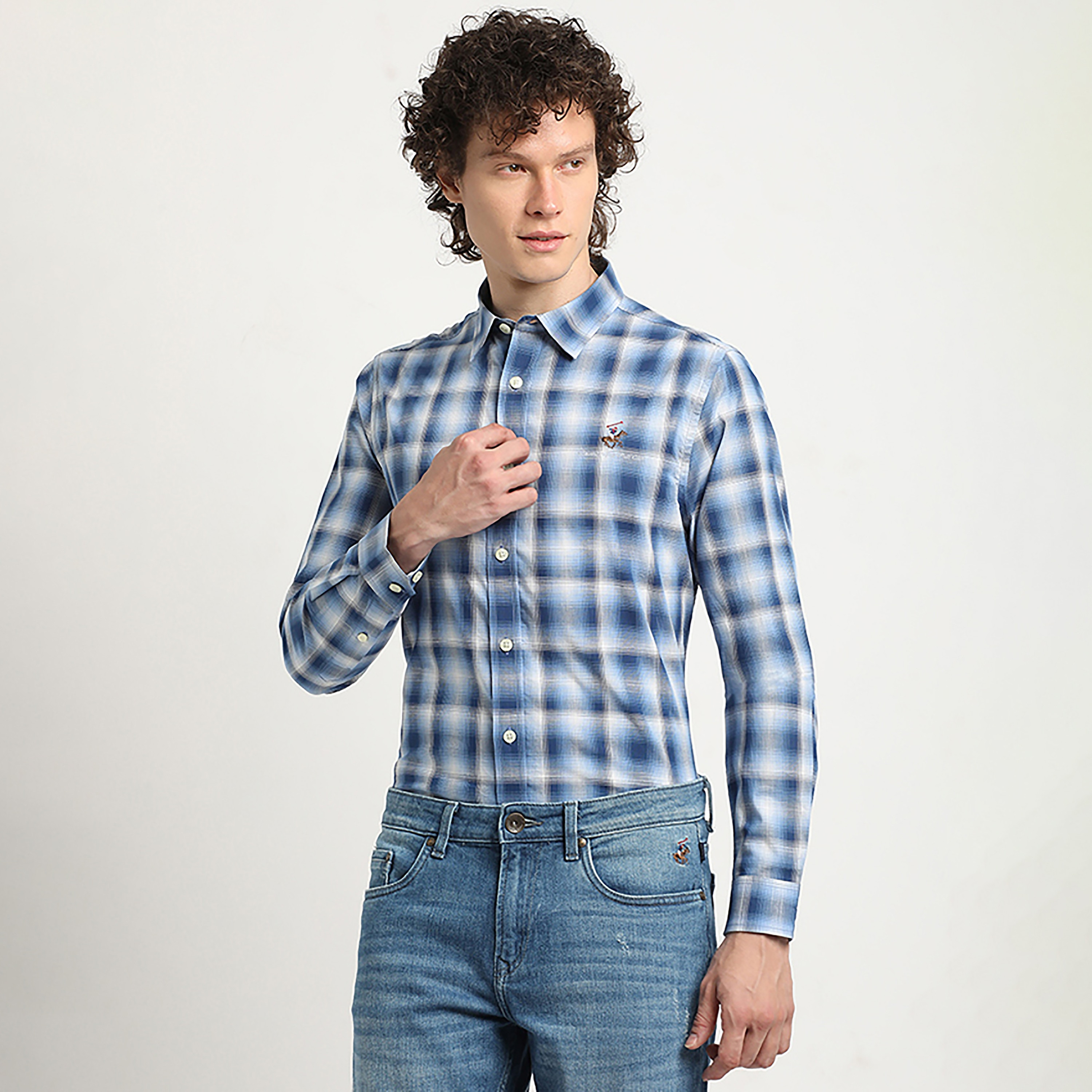 قميص رجالي بياقة مربعات تارتان وأكمام طويلة من بيفرلي هيلز بولو كلوب-men-clothing-shirts-image-1