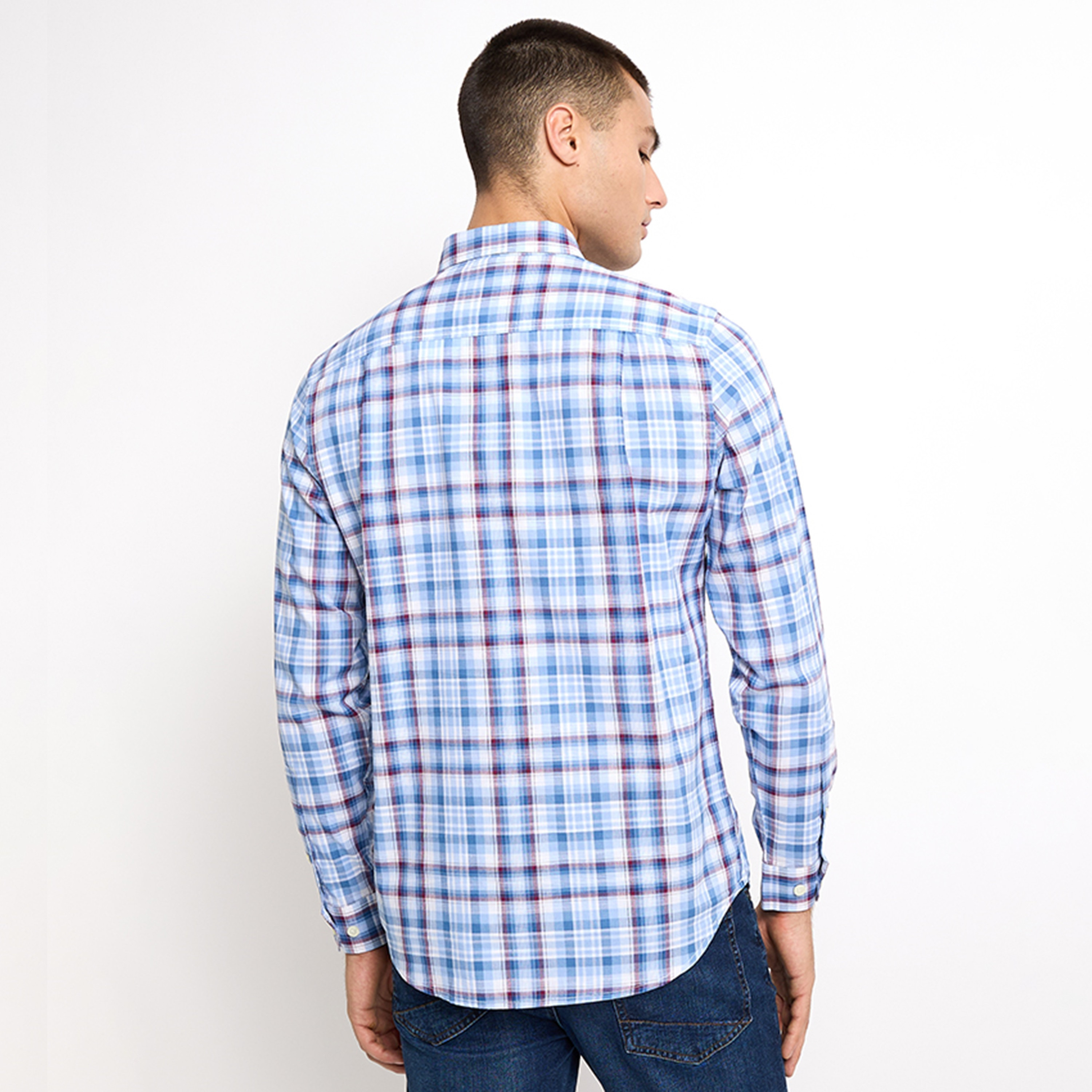 Beverly Hills Polo Club Regular Fit Tartan Check Collared Long Sleeves Men's Shirt-men-clothing-shirts-image-4