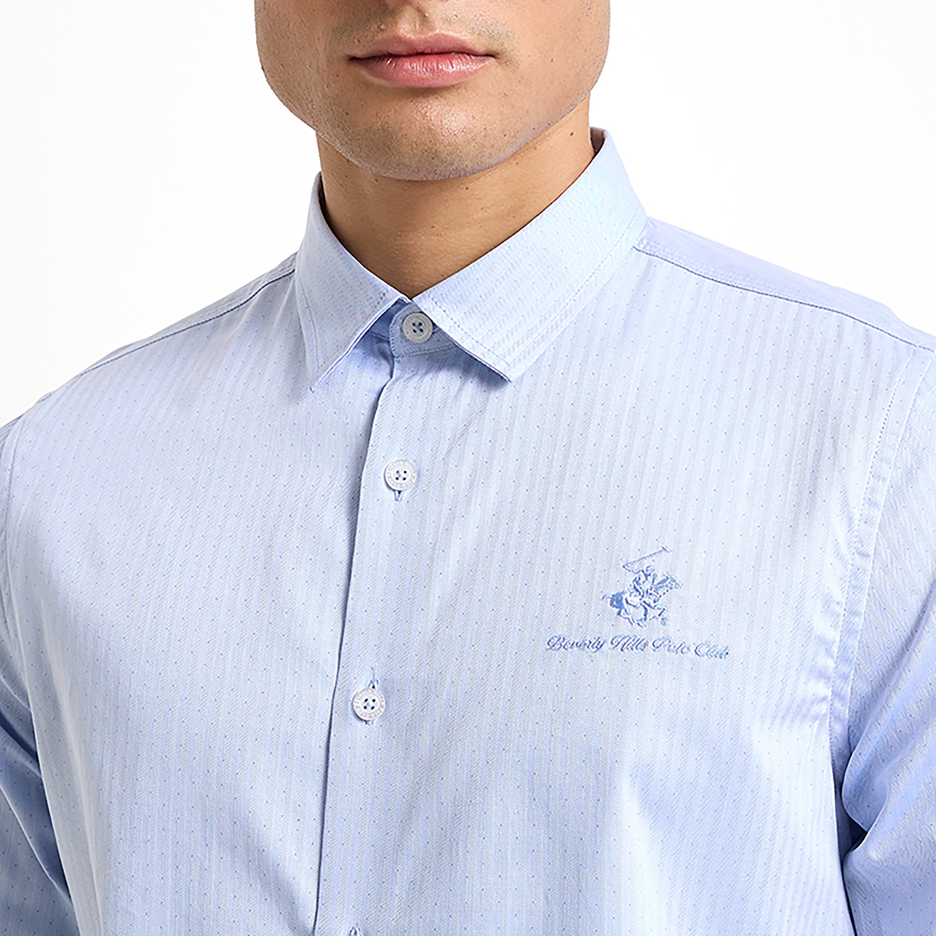 قميص من بيفرلي هيلز بولو كلوب بأكمام طويلة وياقة مخططة ذو ريجولار فيت-men-clothing-shirts-image-3