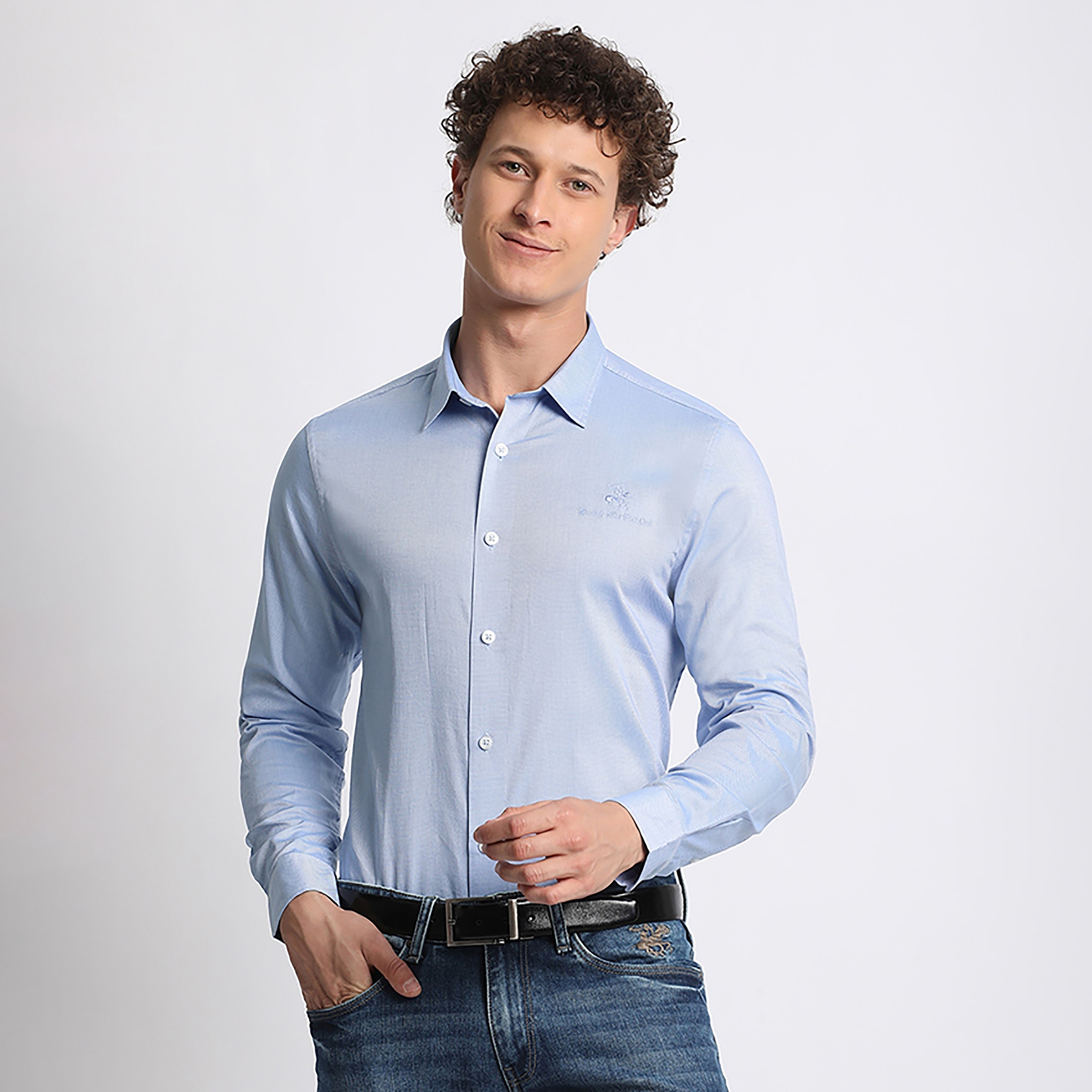 Beverly Hills Polo Club Regular Fit Plain Collared Long Sleeves Men's Shirt-men-clothing-shirts-image-1