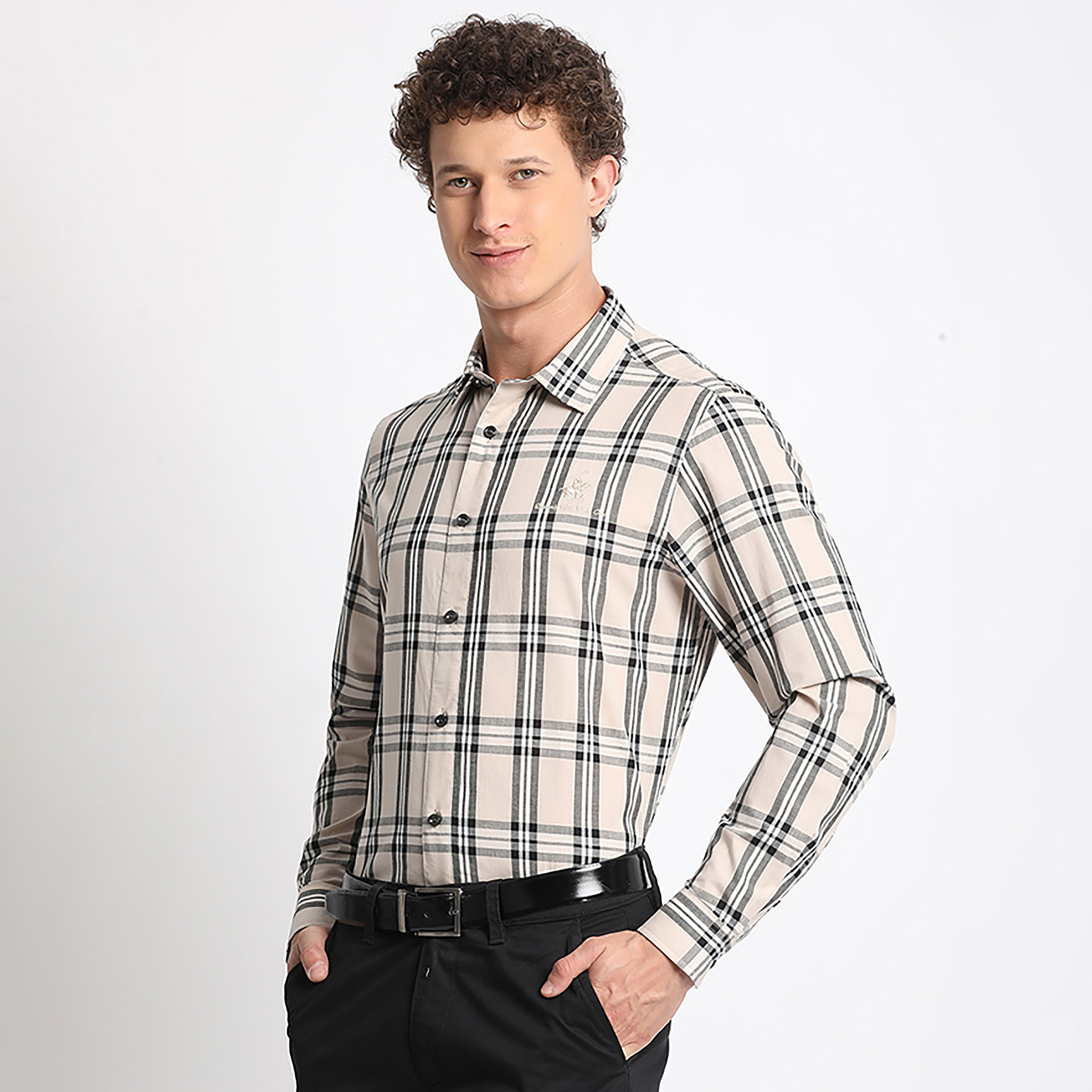 Beverly Hills Polo Club Checked Tailored Fit Long Sleeves Formal Shirt-men-clothing-shirts-image-2