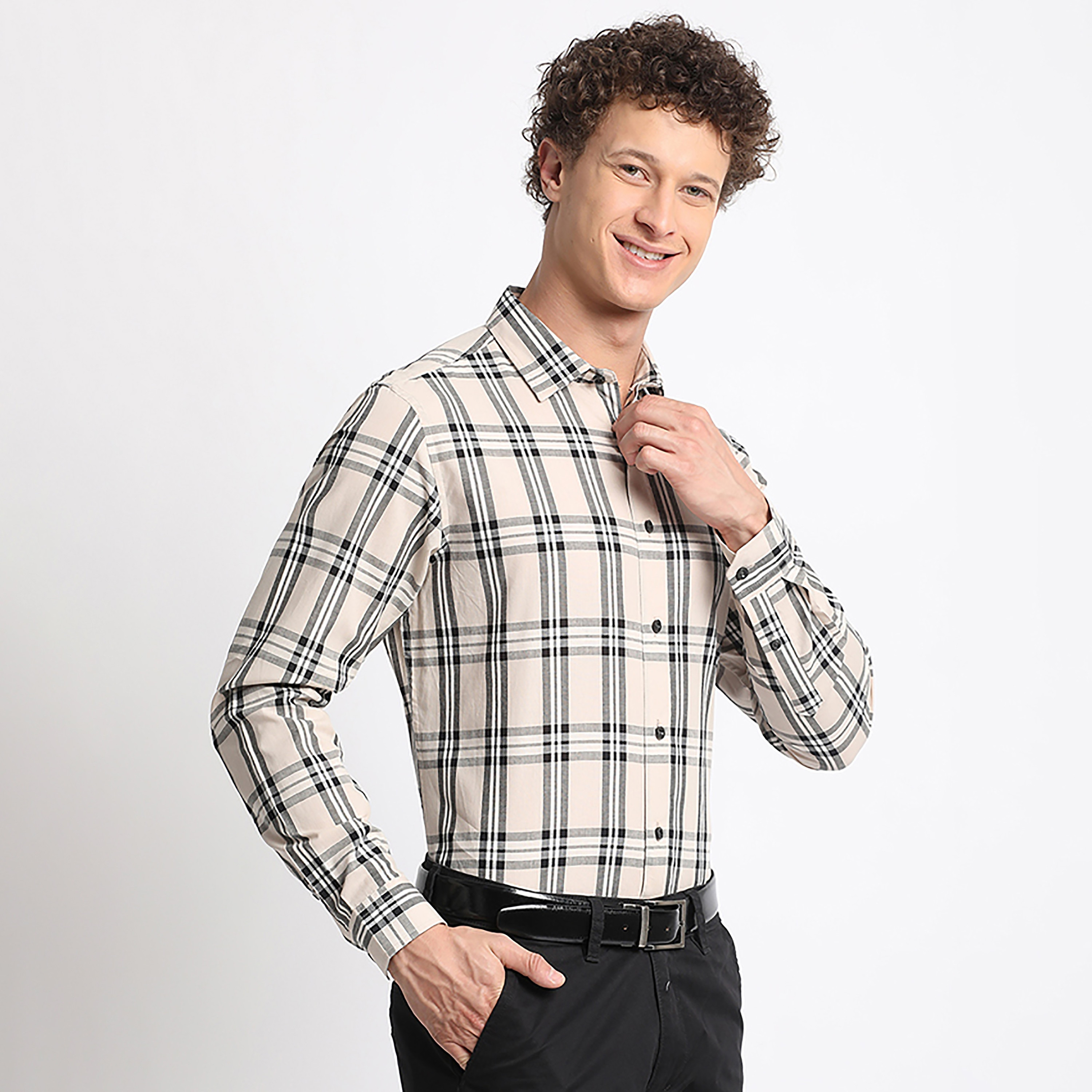Beverly Hills Polo Club Checked Tailored Fit Long Sleeves Formal Shirt-men-clothing-shirts-image-3