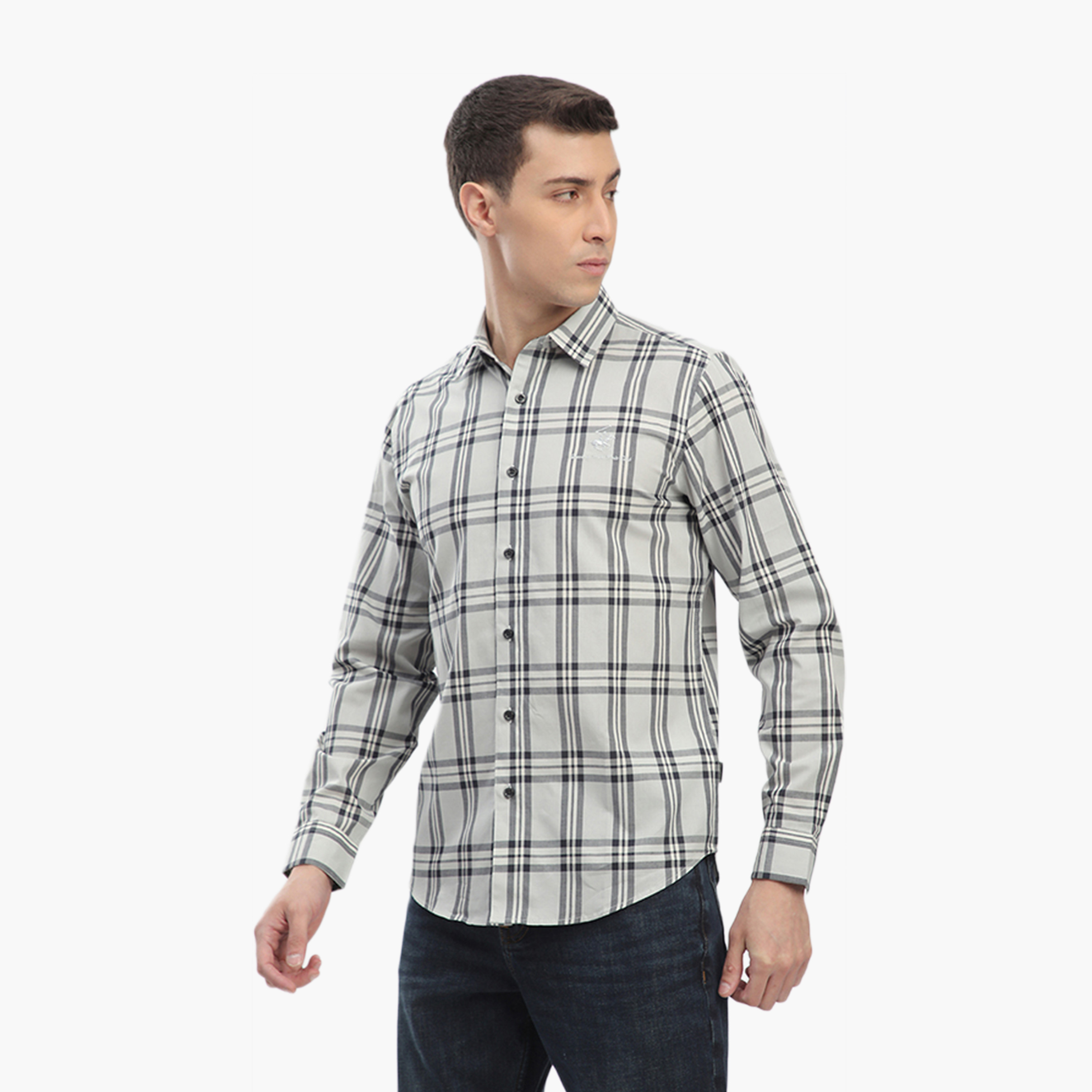 Beverly Hills Polo Club Regular Fit Checked Collared Long Sleeves Men's Shirt-men-clothing-shirts-image-2