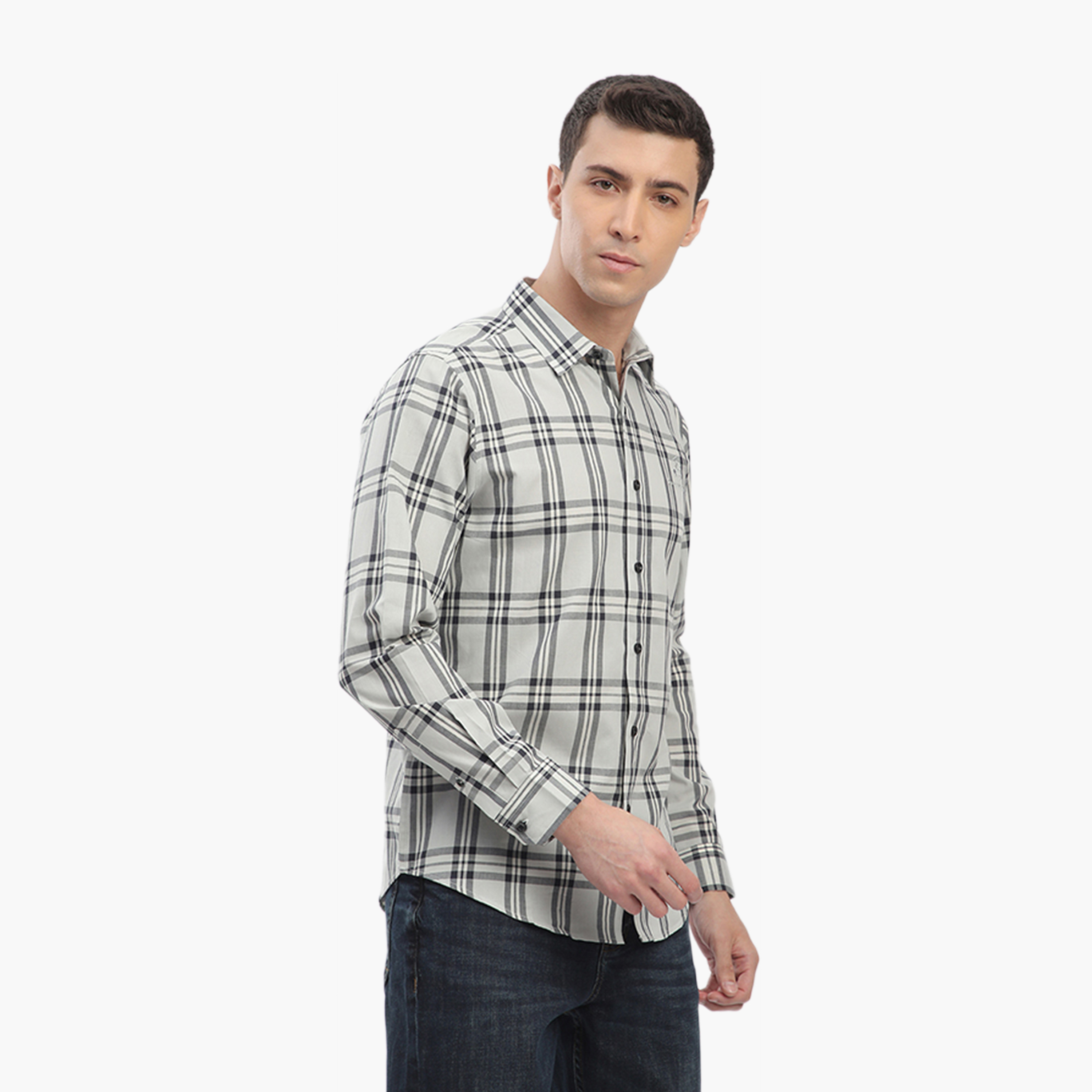 Beverly Hills Polo Club Regular Fit Checked Collared Long Sleeves Men's Shirt-men-clothing-shirts-image-3